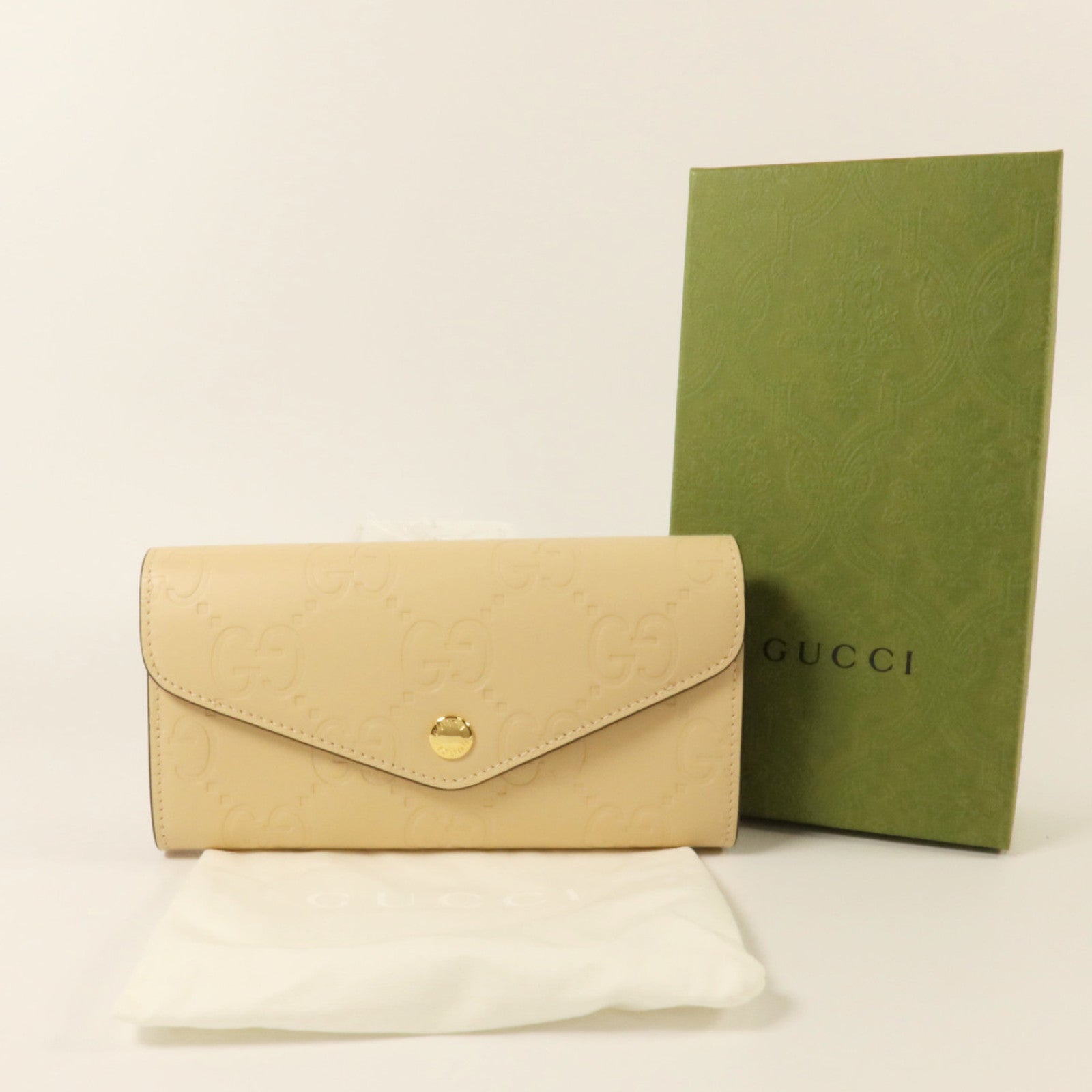 GUCCI 牛皮皮革GG Continental金扣長錢包