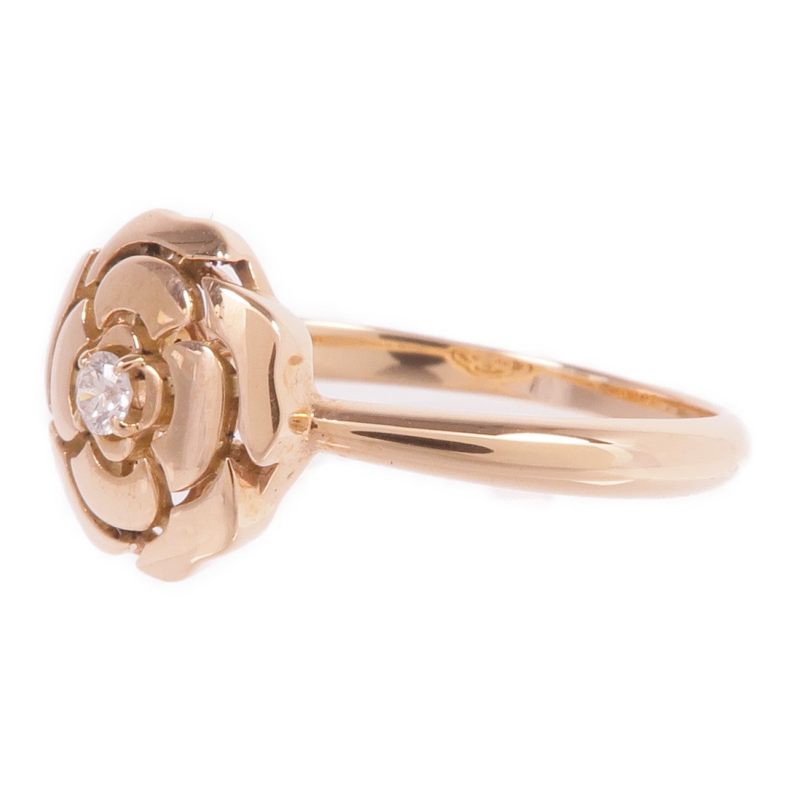 CHANEL 18K玫瑰金Extrait de Camelia Ring鑽石戒指Chanel#58/US#8.25US#