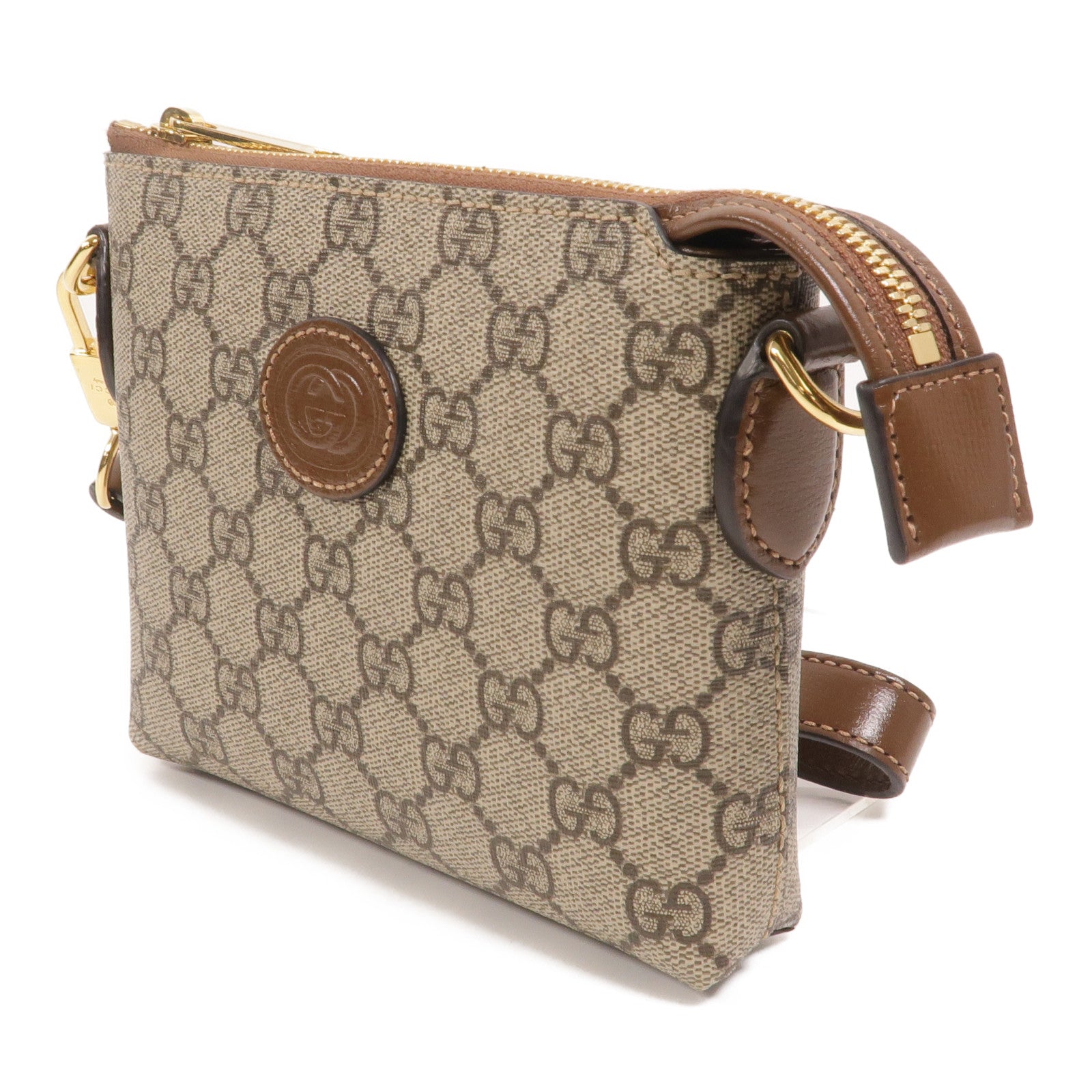 GUCCI 塗層帆布Interlocking G Messenger手挽肩背兩用袋