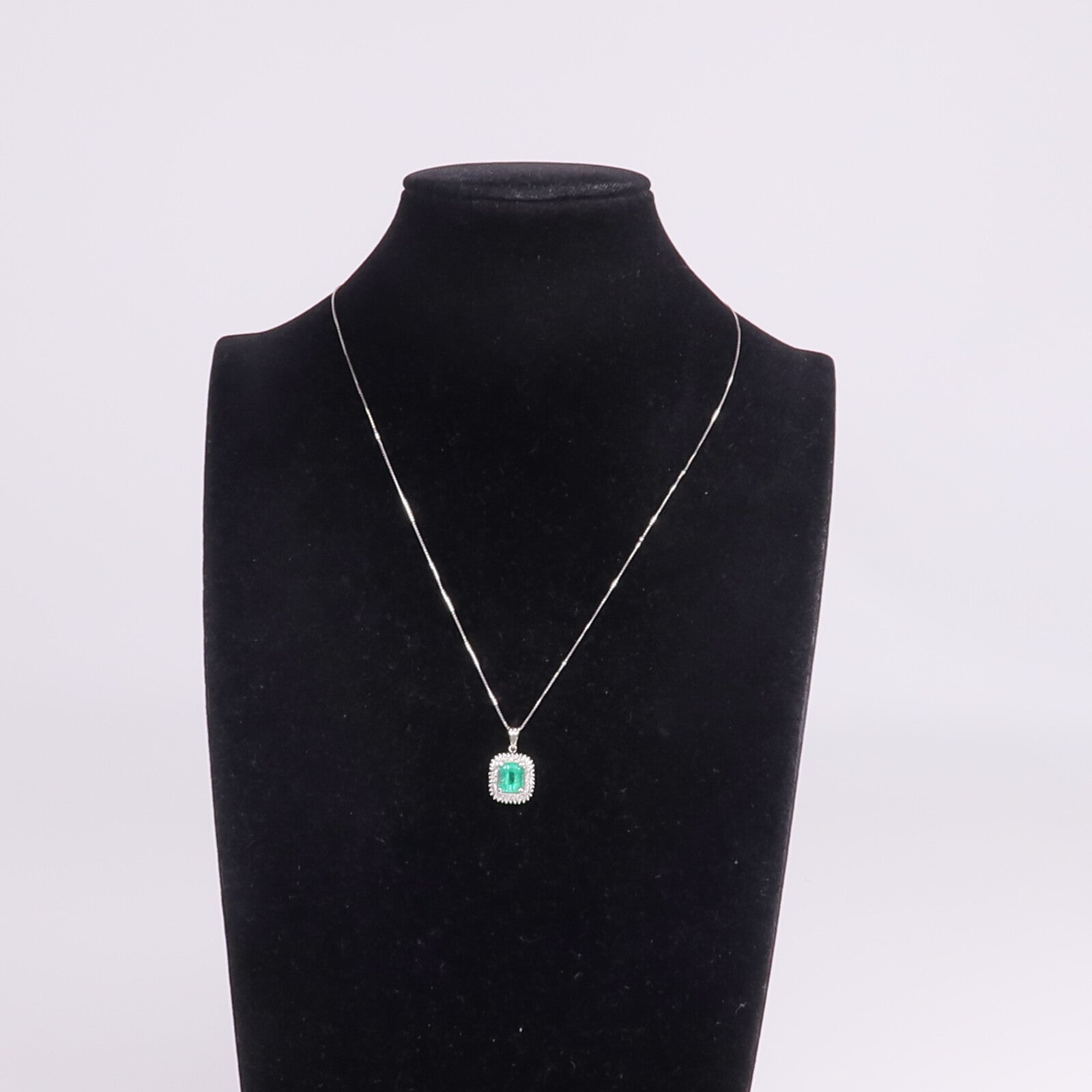 JEWELRY PT900/PT850鉑金Emerald Diamond Necklace綠寶石/鑽石項鍊