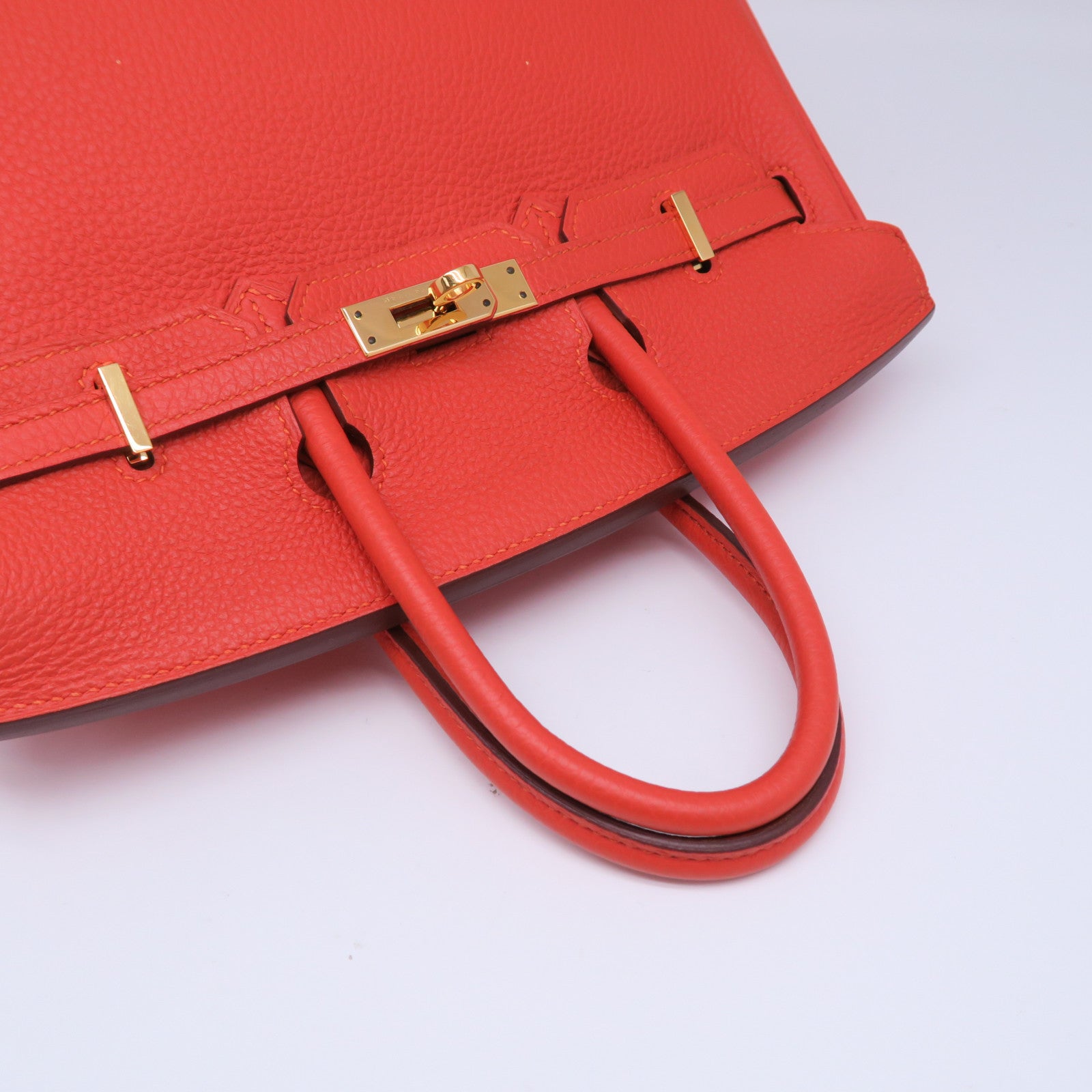 HERMES 【清倉大減價】Togo皮革Birkin 25金扣手挽袋火焰橘色