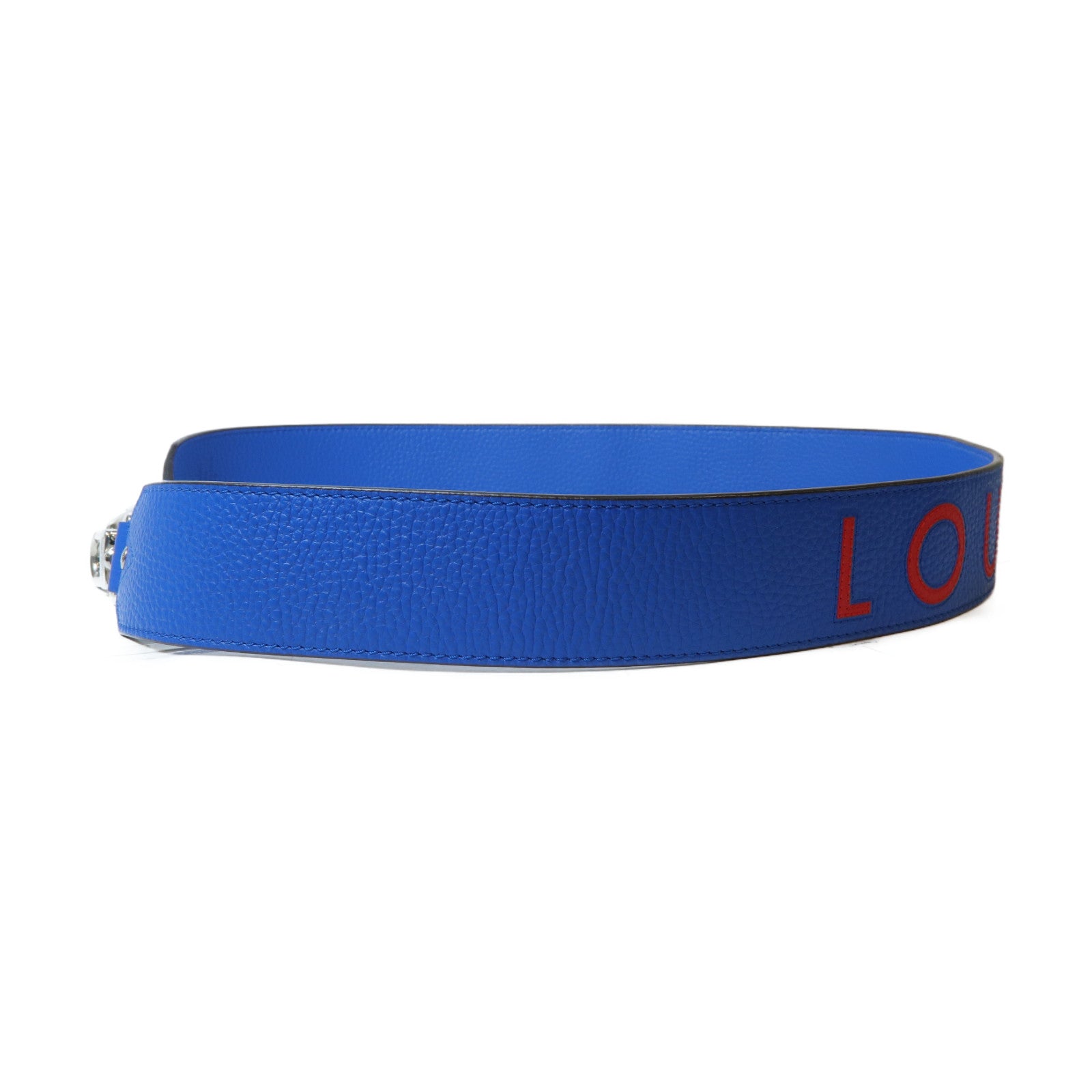 LOUIS VUITTON 牛皮皮革Logo Stitch Shoulder Strap銀扣肩背帶藍色
