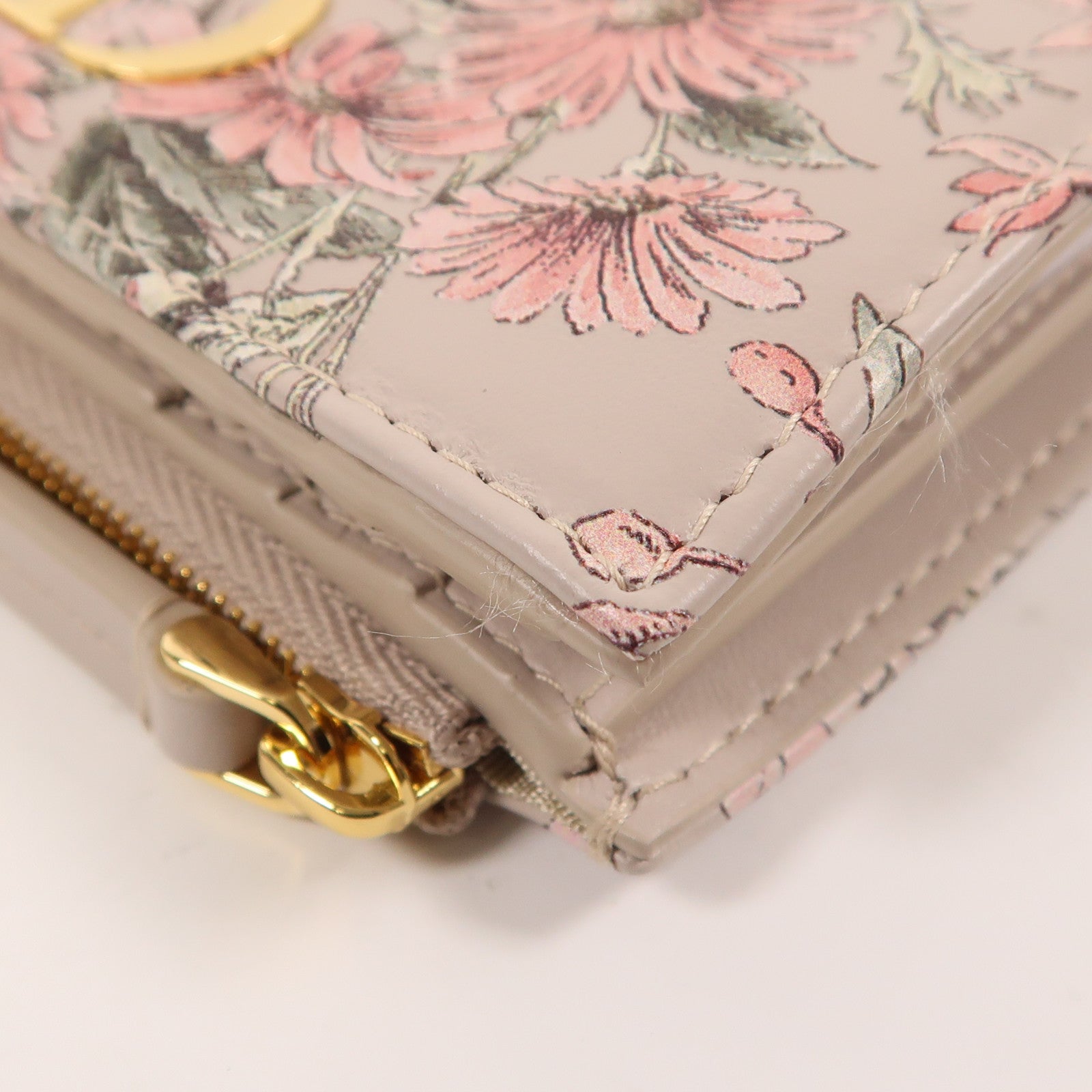 Dior 牛皮皮革Caro Dahlia Wallet金扣錢包