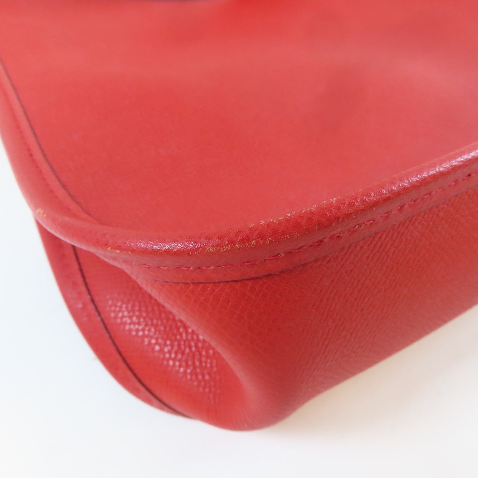 HERMES Epsom皮革Vespa Shoulder Bag銀扣肩背袋法拉利紅色