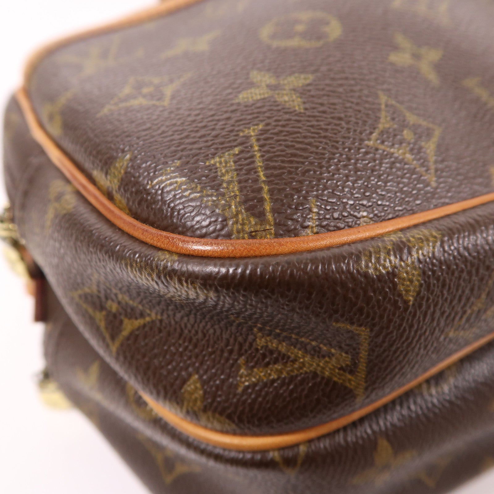 LOUIS VUITTON Monogram Reporter PM金扣肩背袋棕色