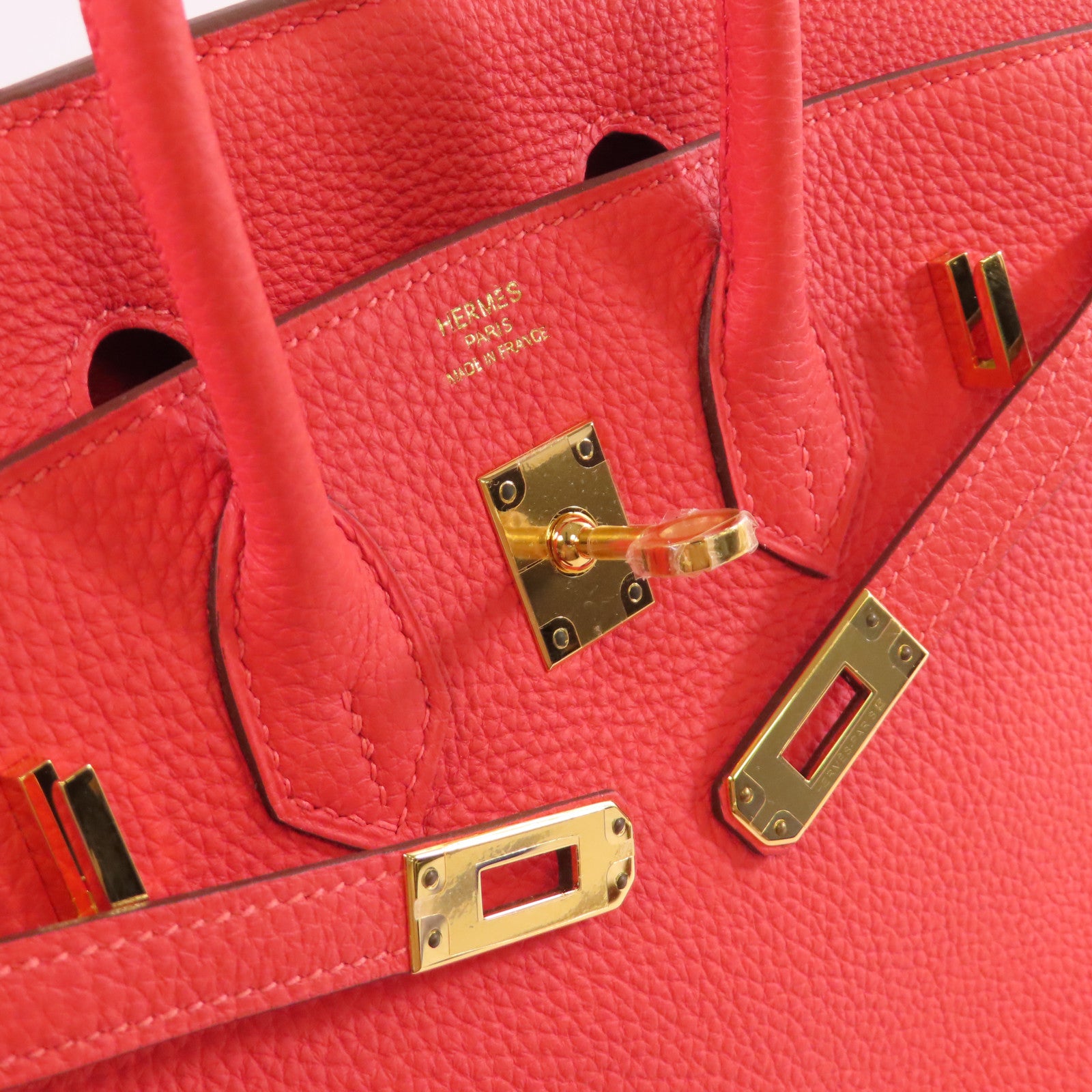 HERMES Togo皮革Birkin 25 Hand Bag金扣手挽袋2R Rouge Pivoine牡丹紅色