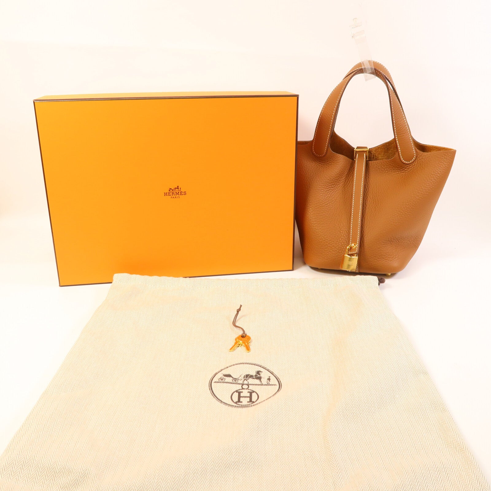 HERMES Clemence皮革Picotin PM金扣手挽袋