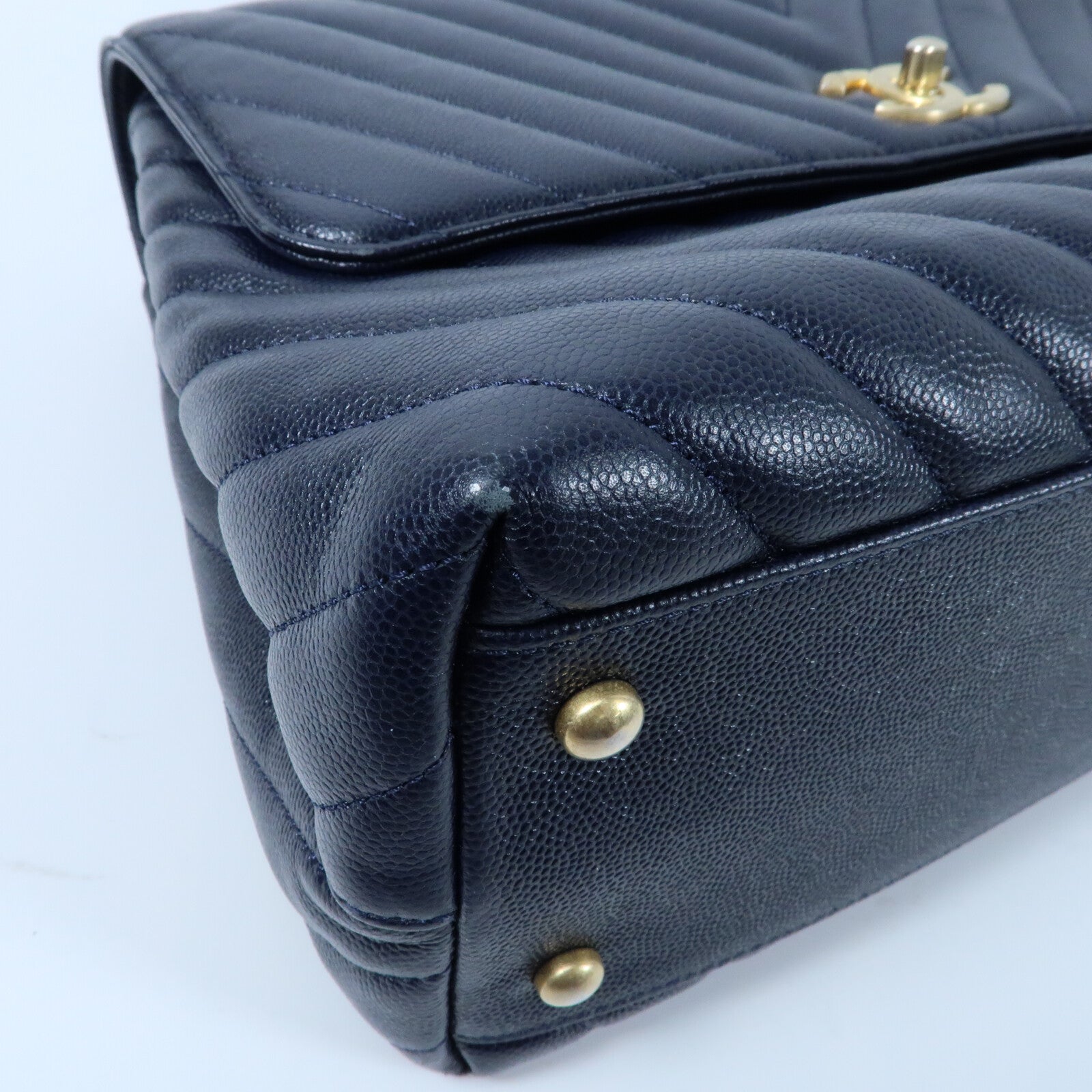 CHANEL 牛皮皮革Coco Handle Small金扣鏈帶手挽肩背兩用袋