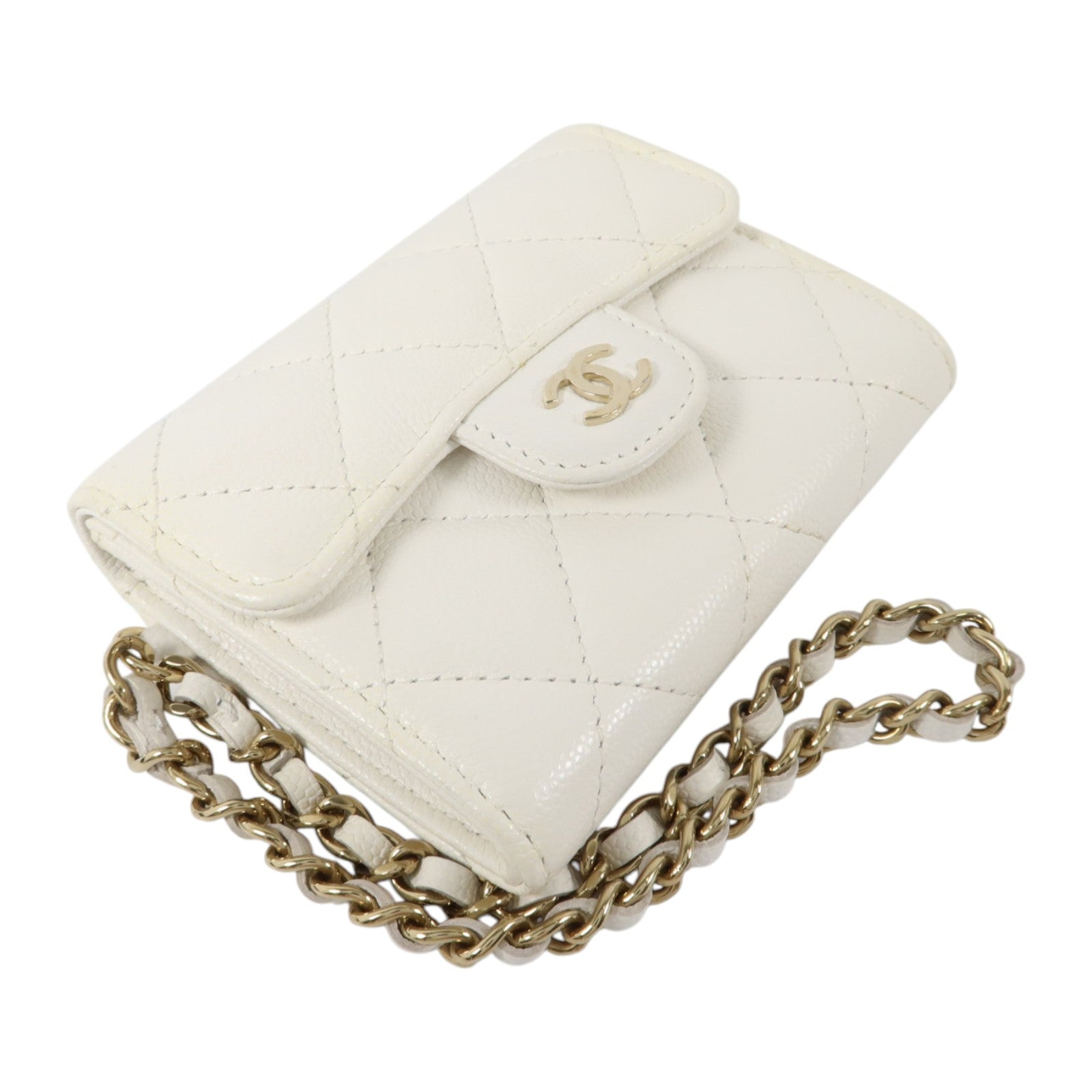 CHANEL 牛皮皮革Classic Short Wallet金扣錢包