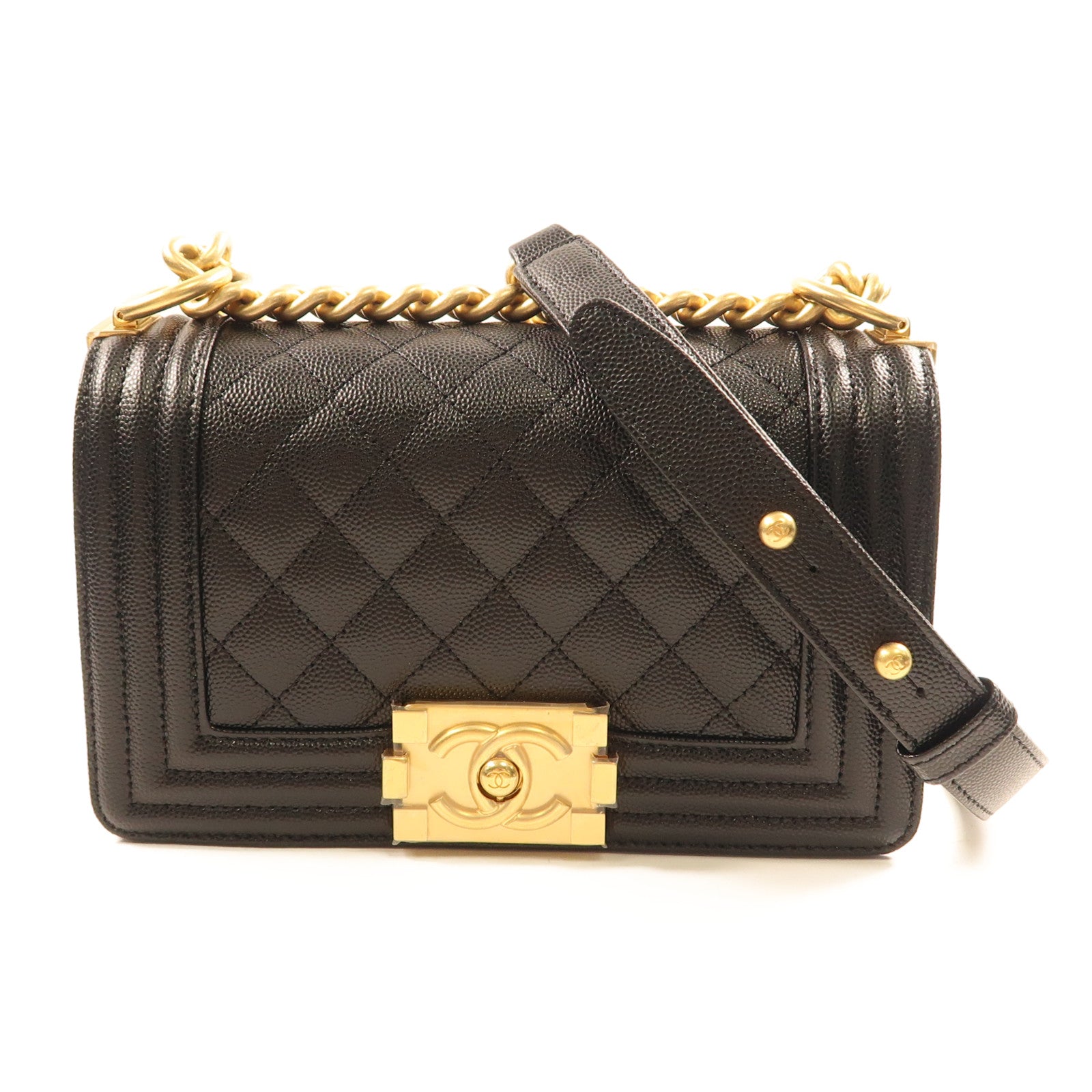 CHANEL 牛皮皮革Boy Chanel 20cm金扣鏈帶肩背袋