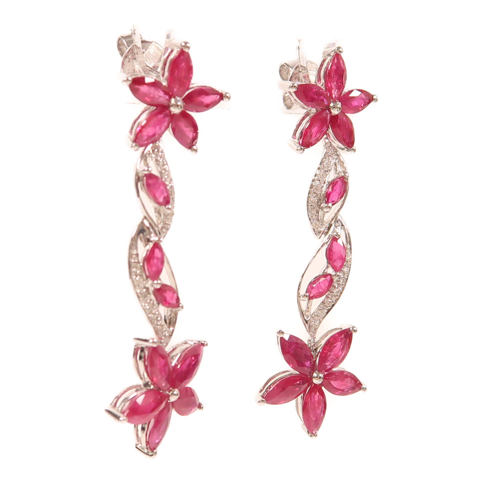 JEWELRY 【激減優惠】18K白金/紅寶石/鑽石Ruby Diamond Earrings耳環