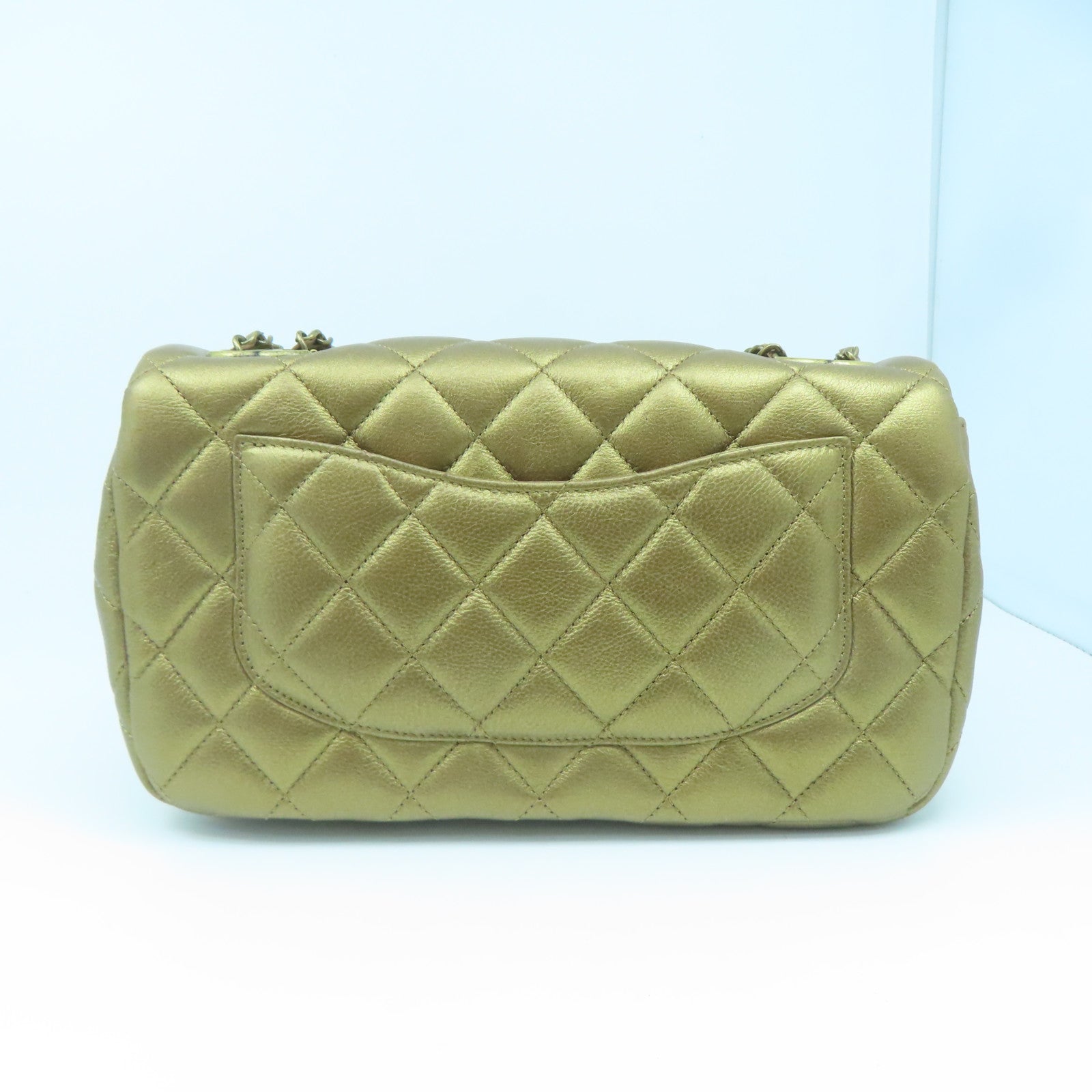 CHANEL rhombic cowhide leather Chain Shoulder gold buckle chain strap shoulder bag gold