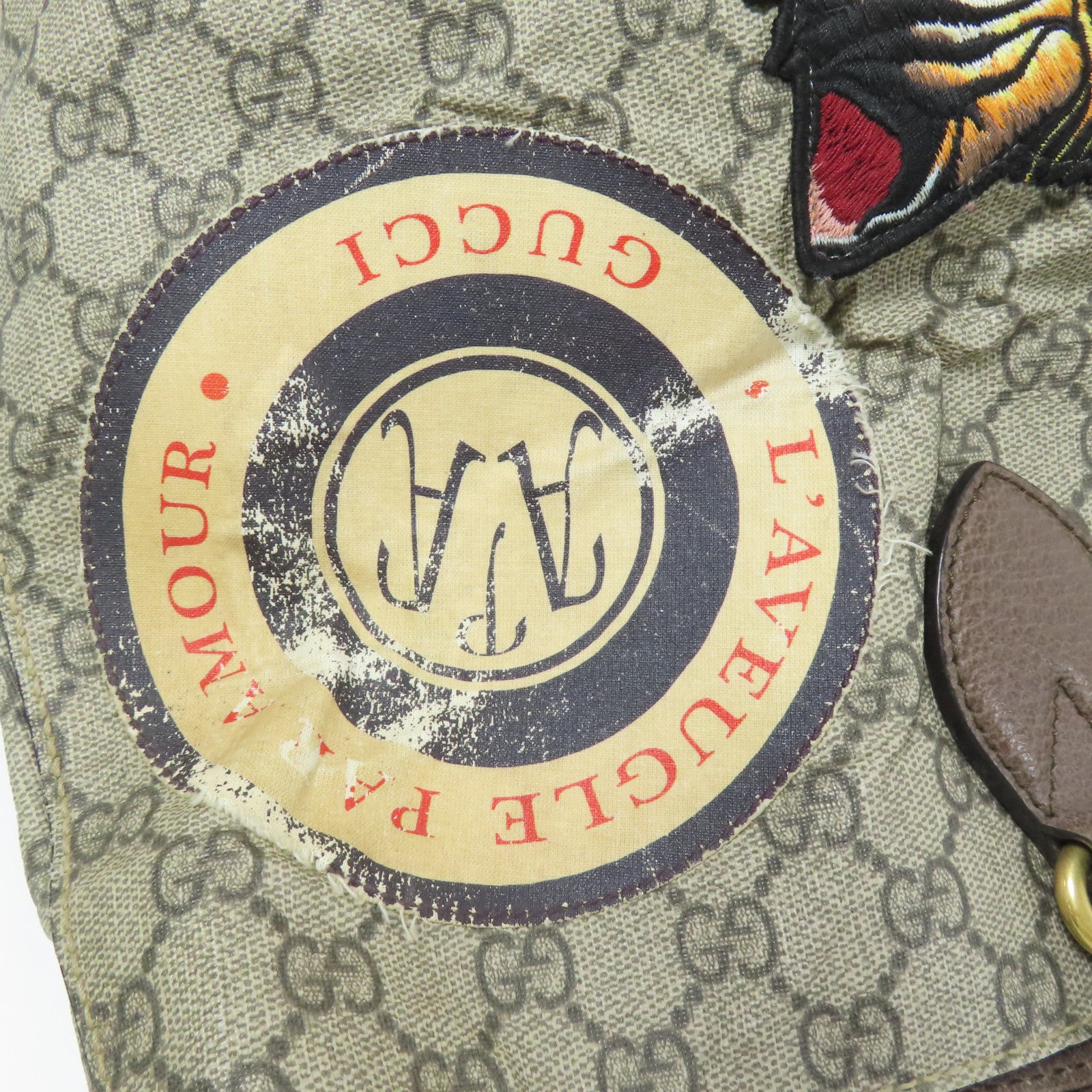 GUCCI 塗層帆布Tote Bag金扣手挽肩背兩用袋