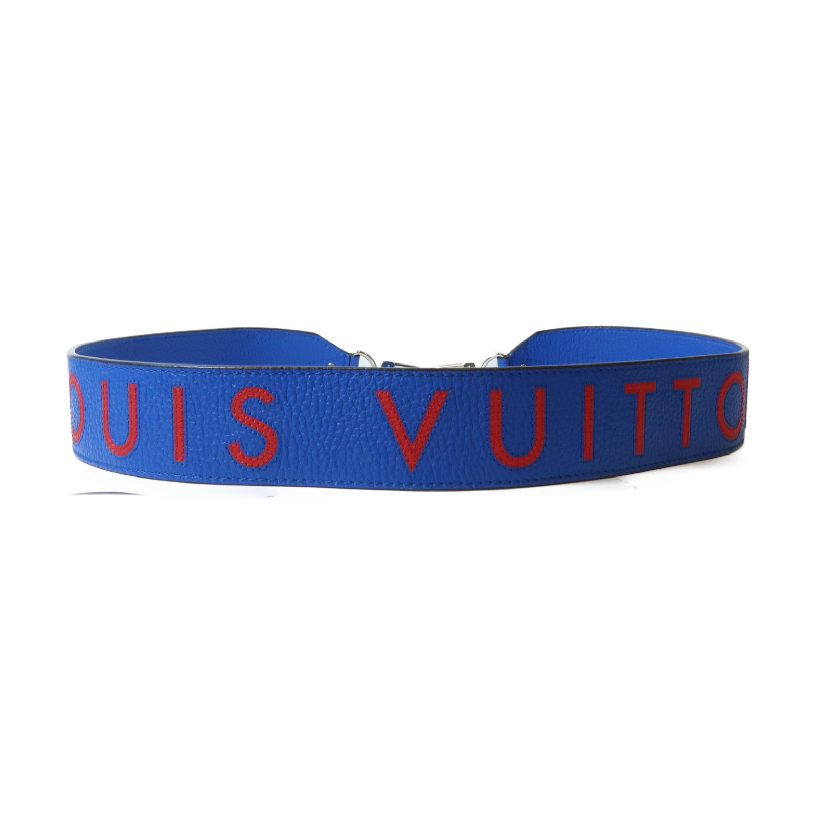 LOUIS VUITTON 牛皮皮革Logo Stitch Shoulder Strap銀扣肩背帶藍色