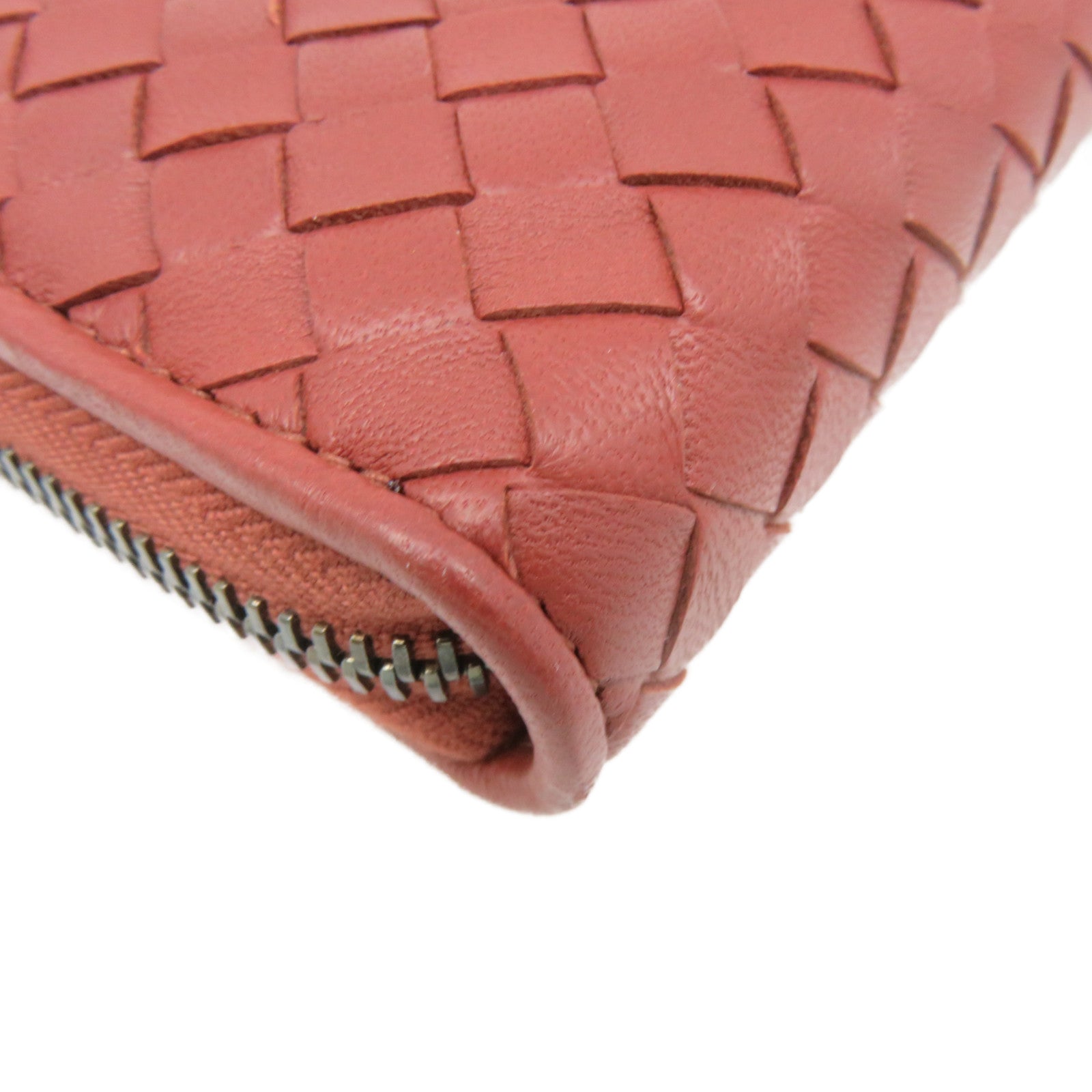 BOTTEGA VENETA Textured Leather Zipper Long Wallet Zipper Long Wallet Brown