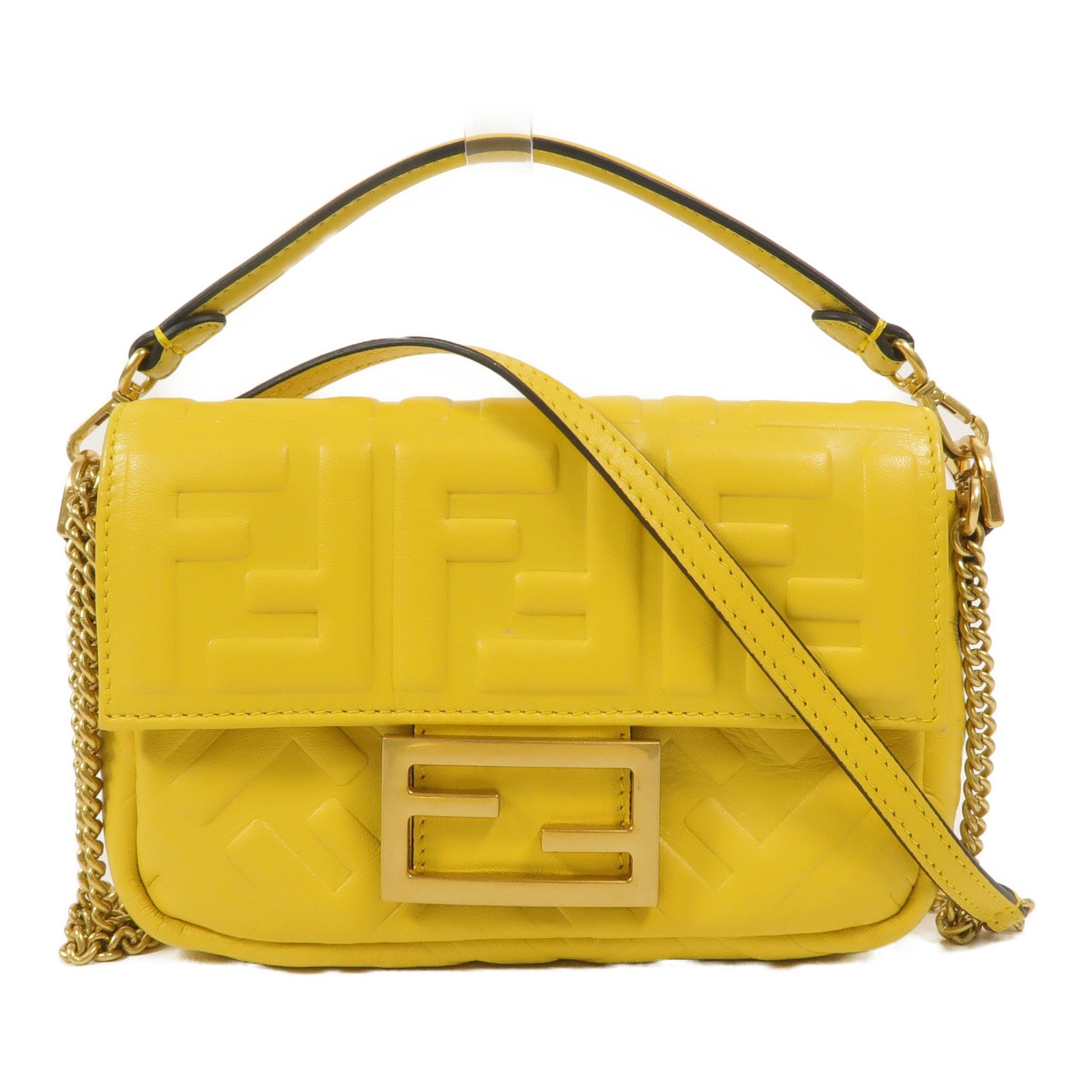 FENDI 牛皮皮革Baguette Mini手挽肩背兩用袋