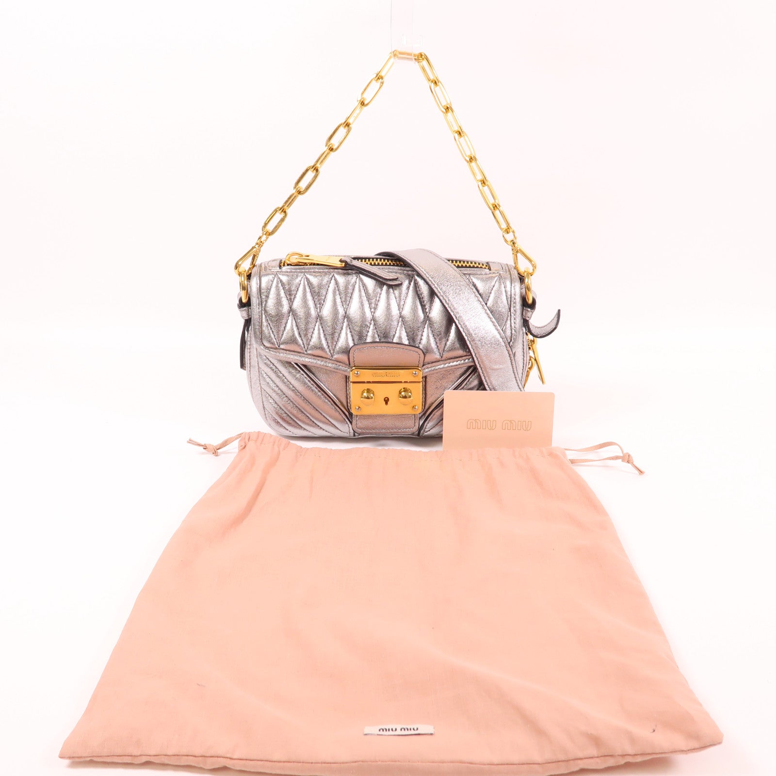 Miu Miu 牛皮皮革Shoulder Bag金扣手挽肩背兩用袋