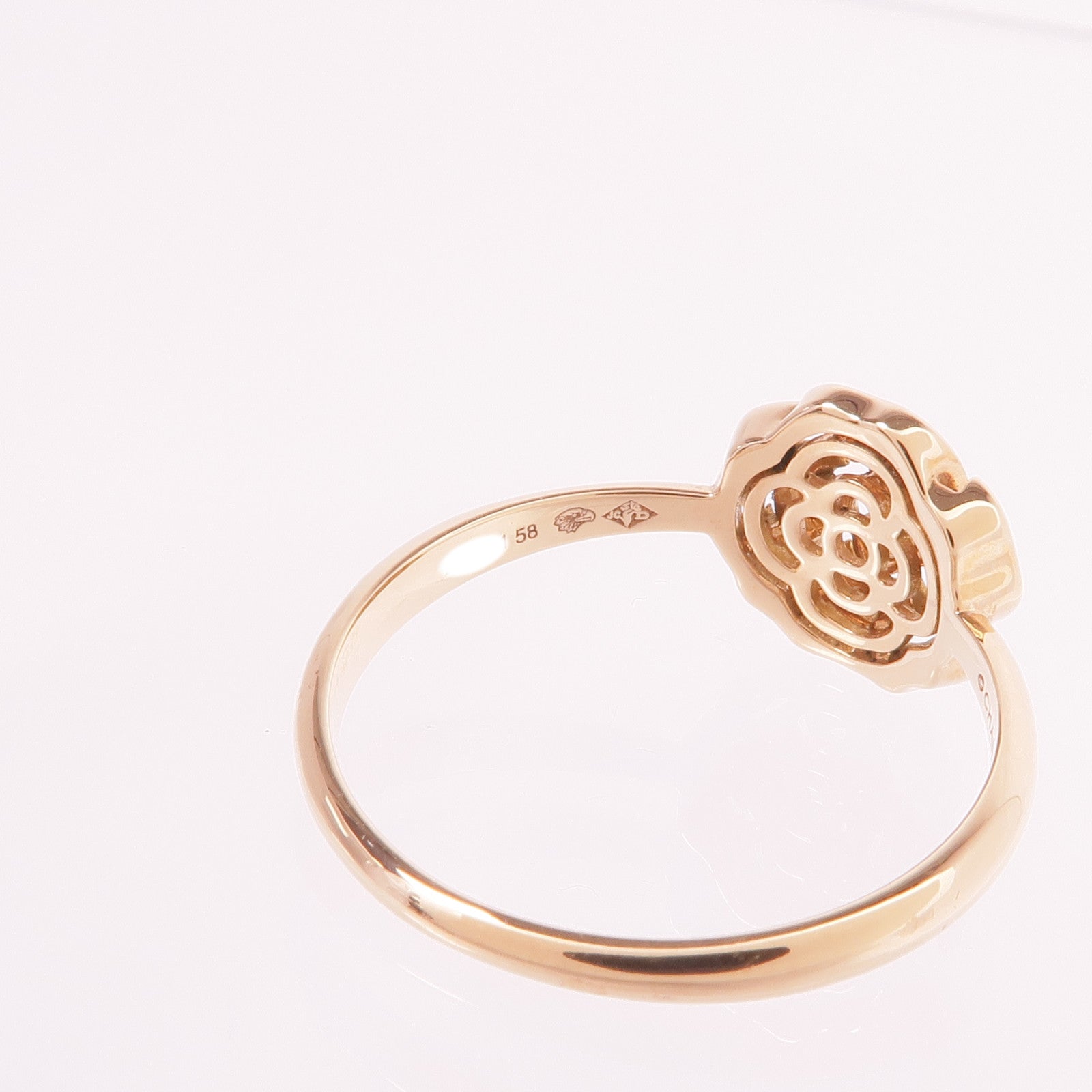 CHANEL 【激減優惠】18K玫瑰金Extrait de Camelia Ring鑽石戒指Chanel#58/US#8.25US#