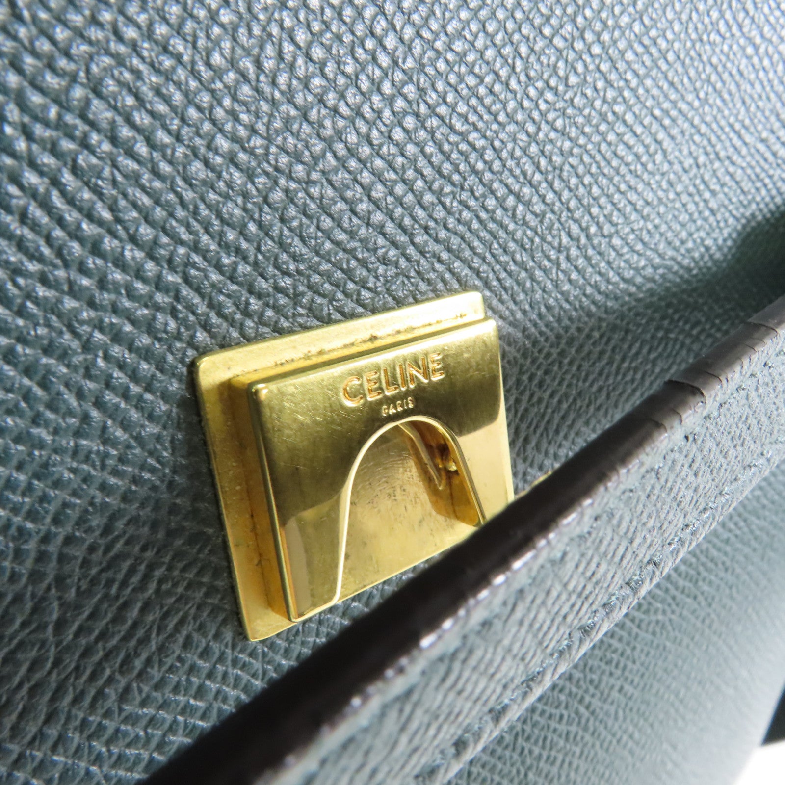 CELINE 牛皮皮革Belt Bag金扣手挽肩背兩用袋綠色