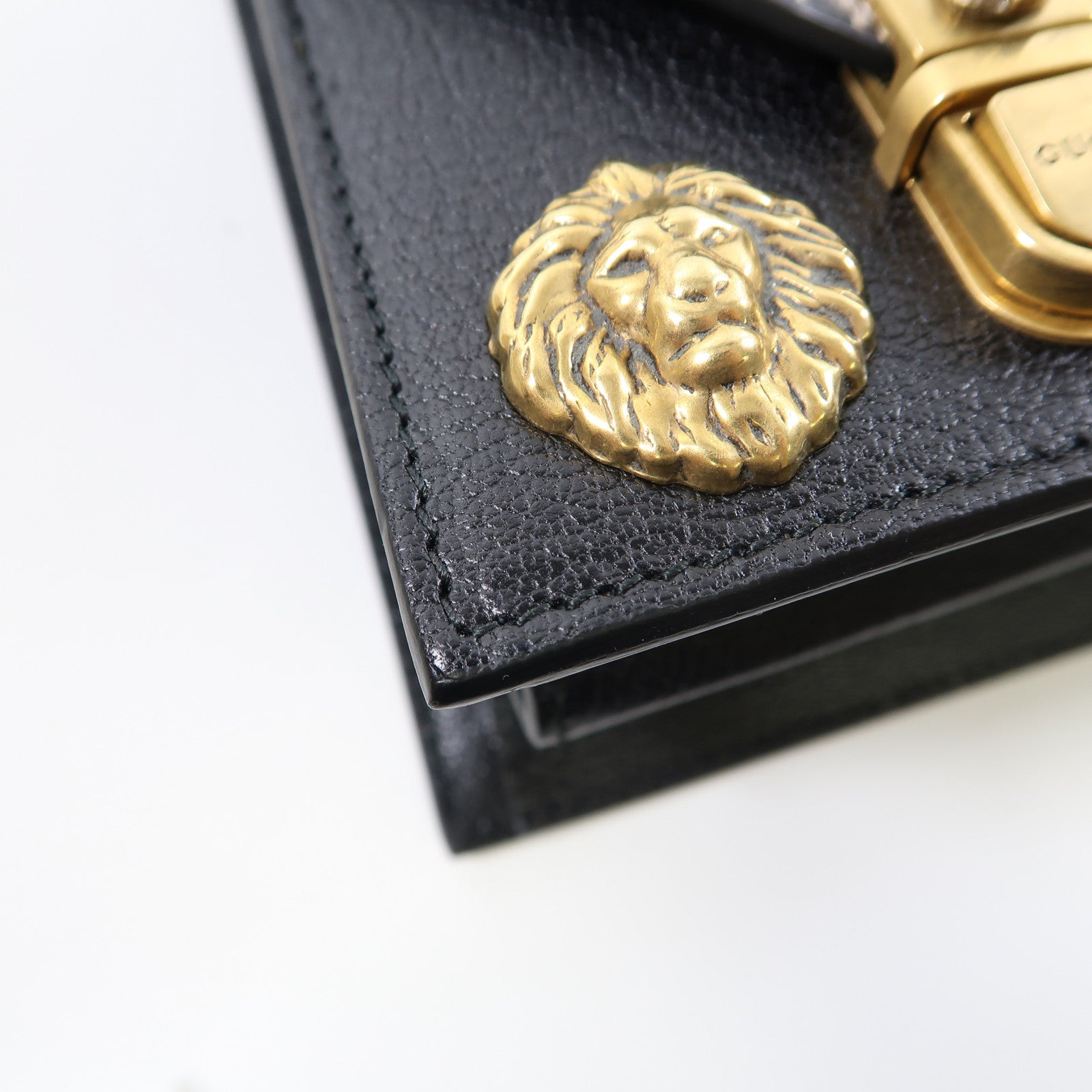 GUCCI 皮革/蛇皮皮革Ottilia金扣手挽肩背兩用袋黑色