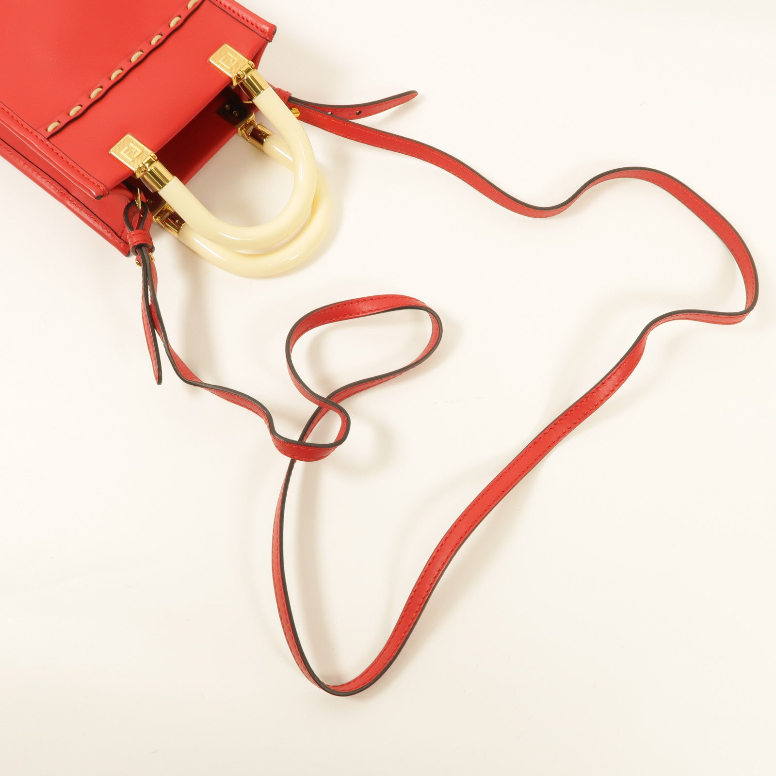 FENDI 【激減優惠】牛皮皮革Mini Sunshine金扣手挽肩背兩用袋