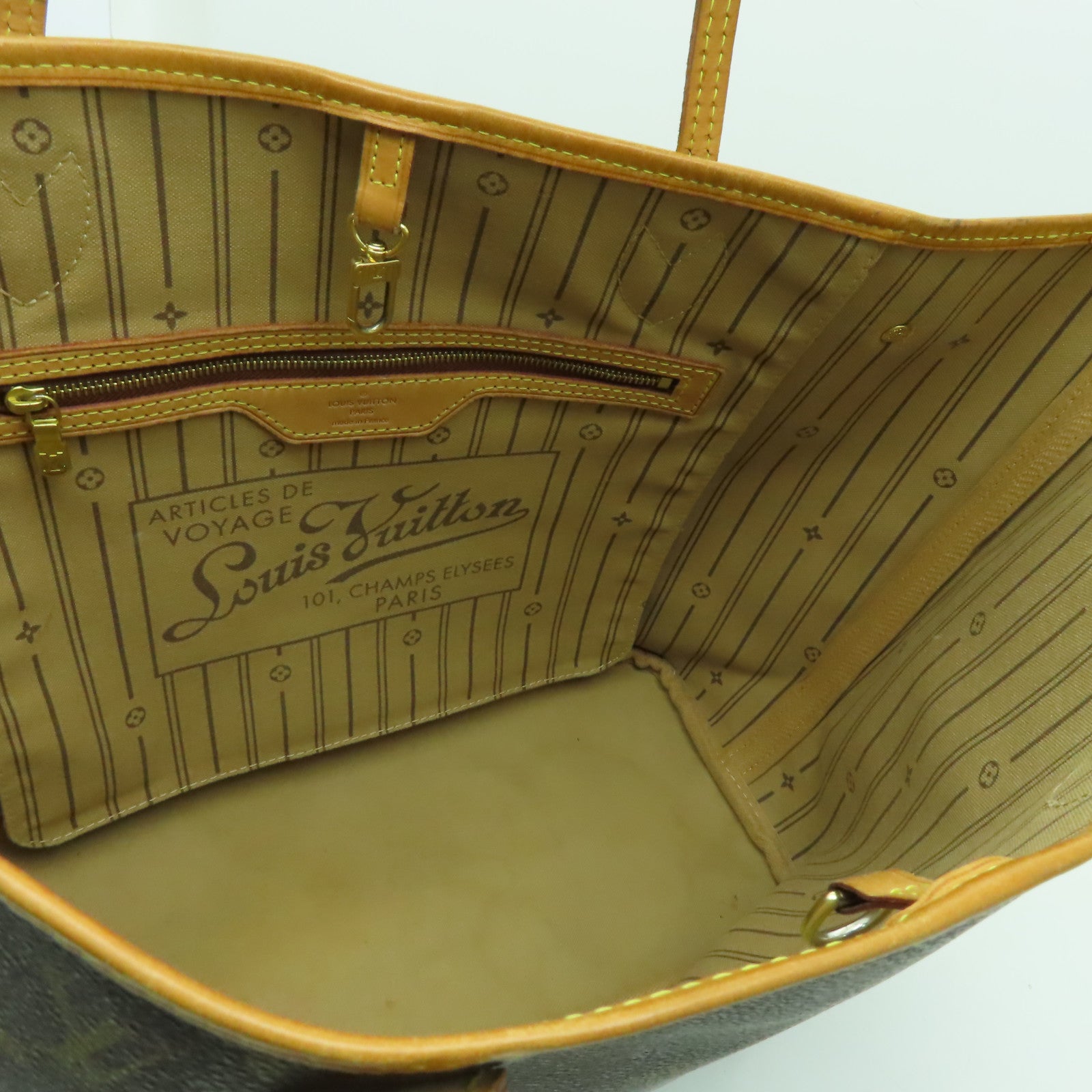 LOUIS VUITTON 【激減優惠】Monogram Neverfull MM金扣手挽袋棕色