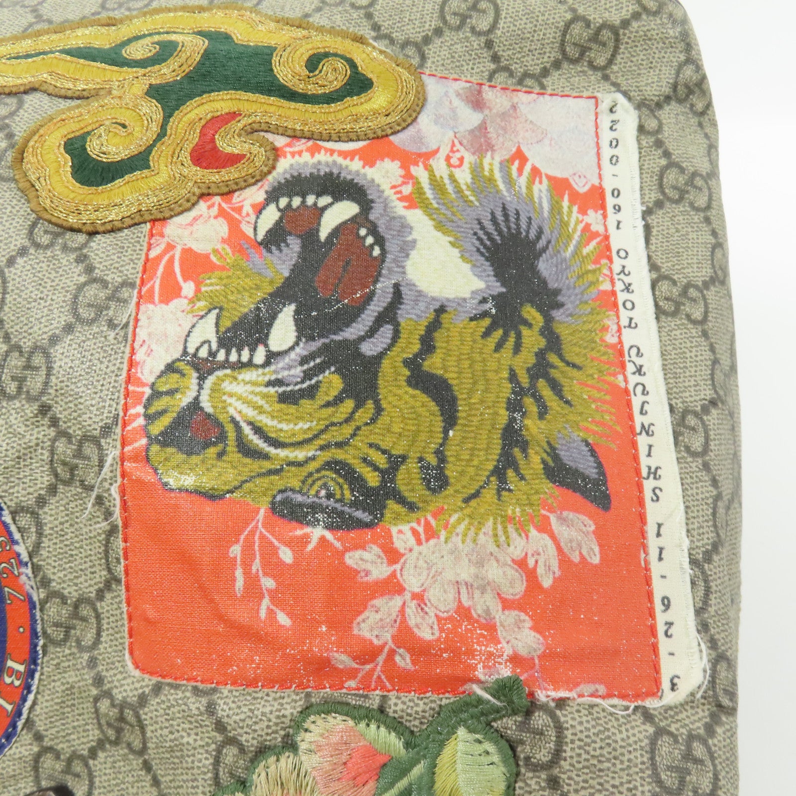 GUCCI 塗層帆布Tote Bag金扣手挽肩背兩用袋