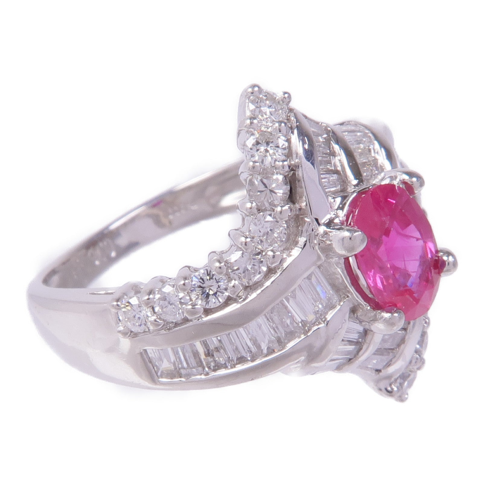 JEWELRY PT900鉑金Ruby Diamond Ring紅寶石/鑽石戒指US#5.75