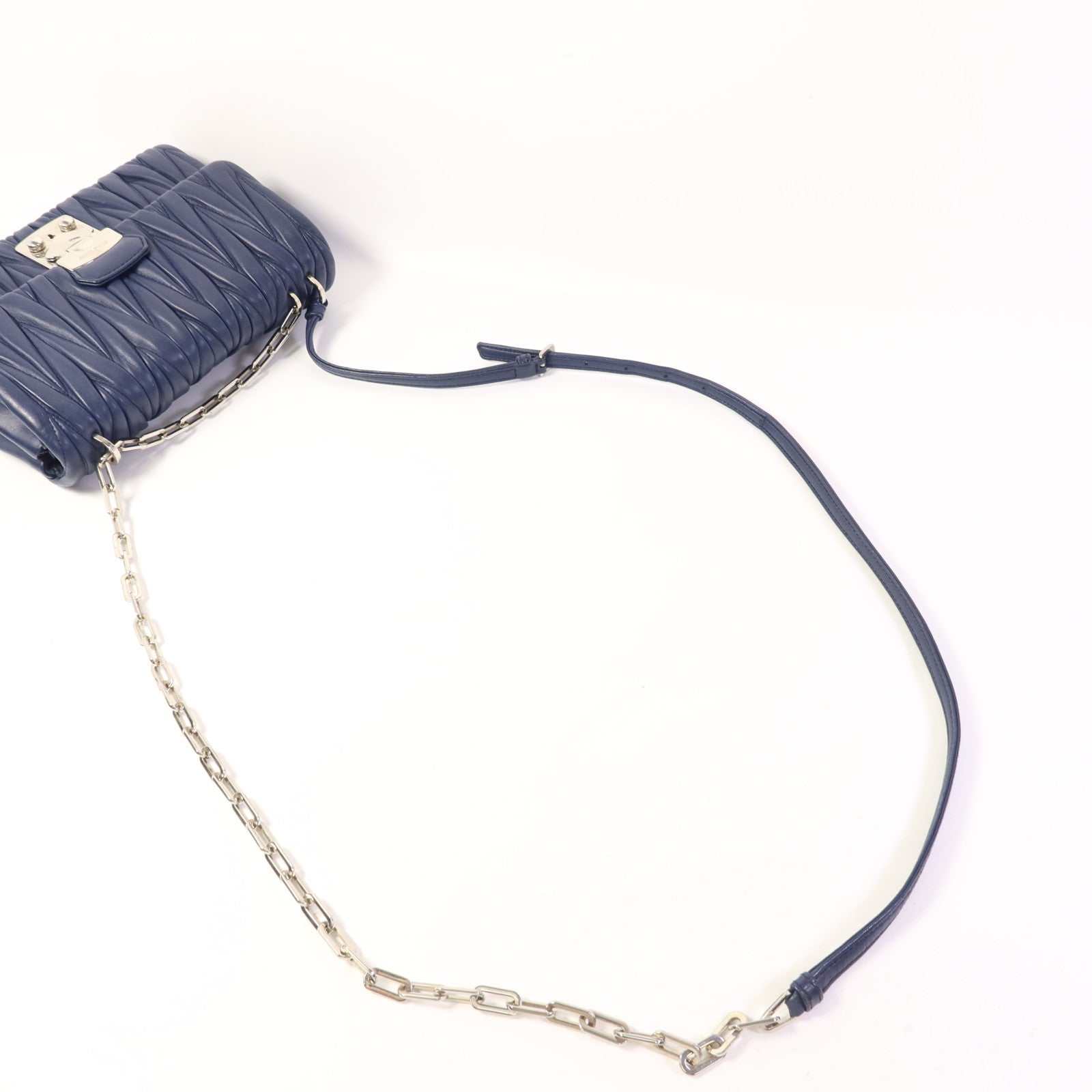 Miu Miu 【激減優惠】羊皮皮革Chain Mini Bag銀扣肩背袋