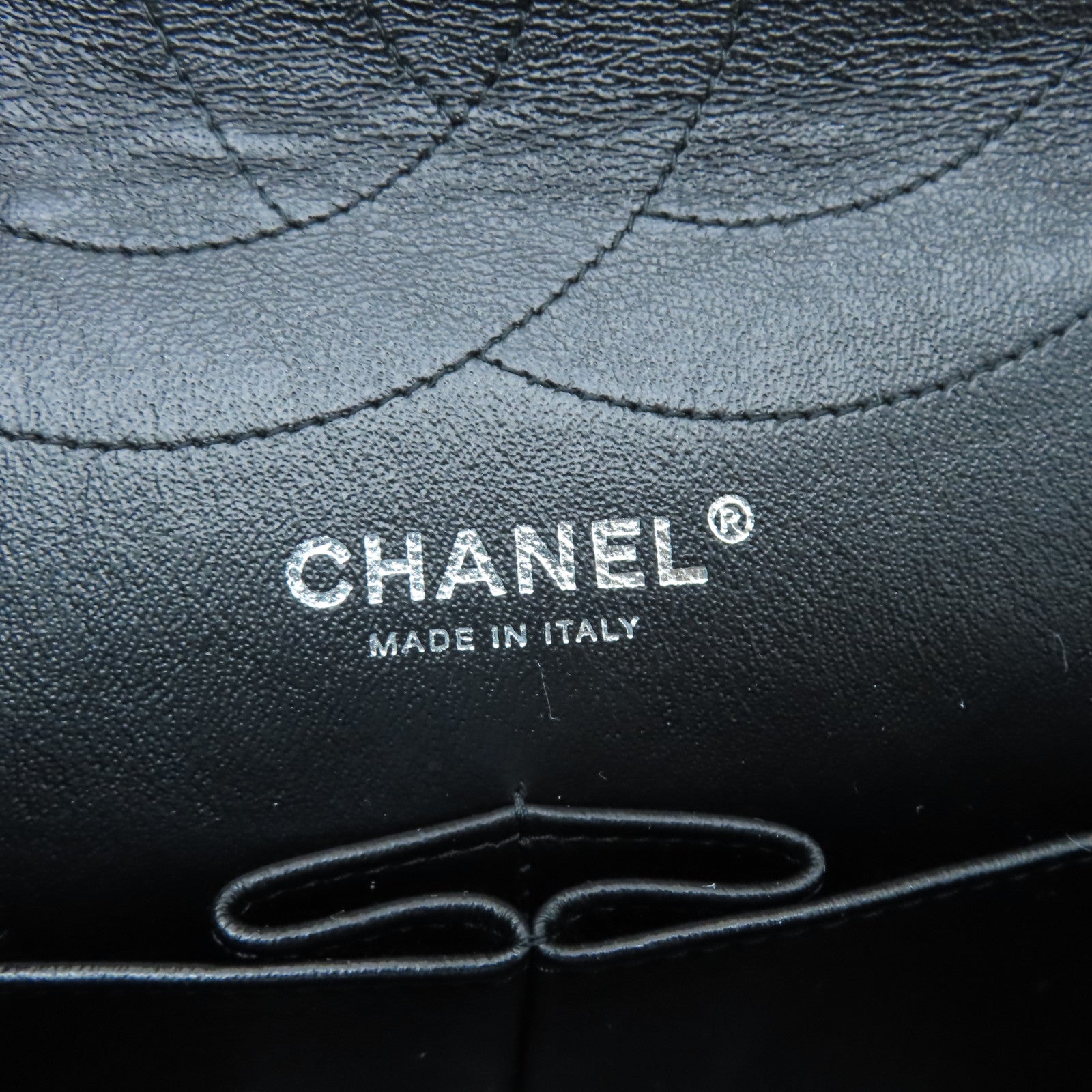 CHANEL Diamond Patent Leather 2.55 Classic Jumbo Silver Buckle Chain Shoulder Bag Black