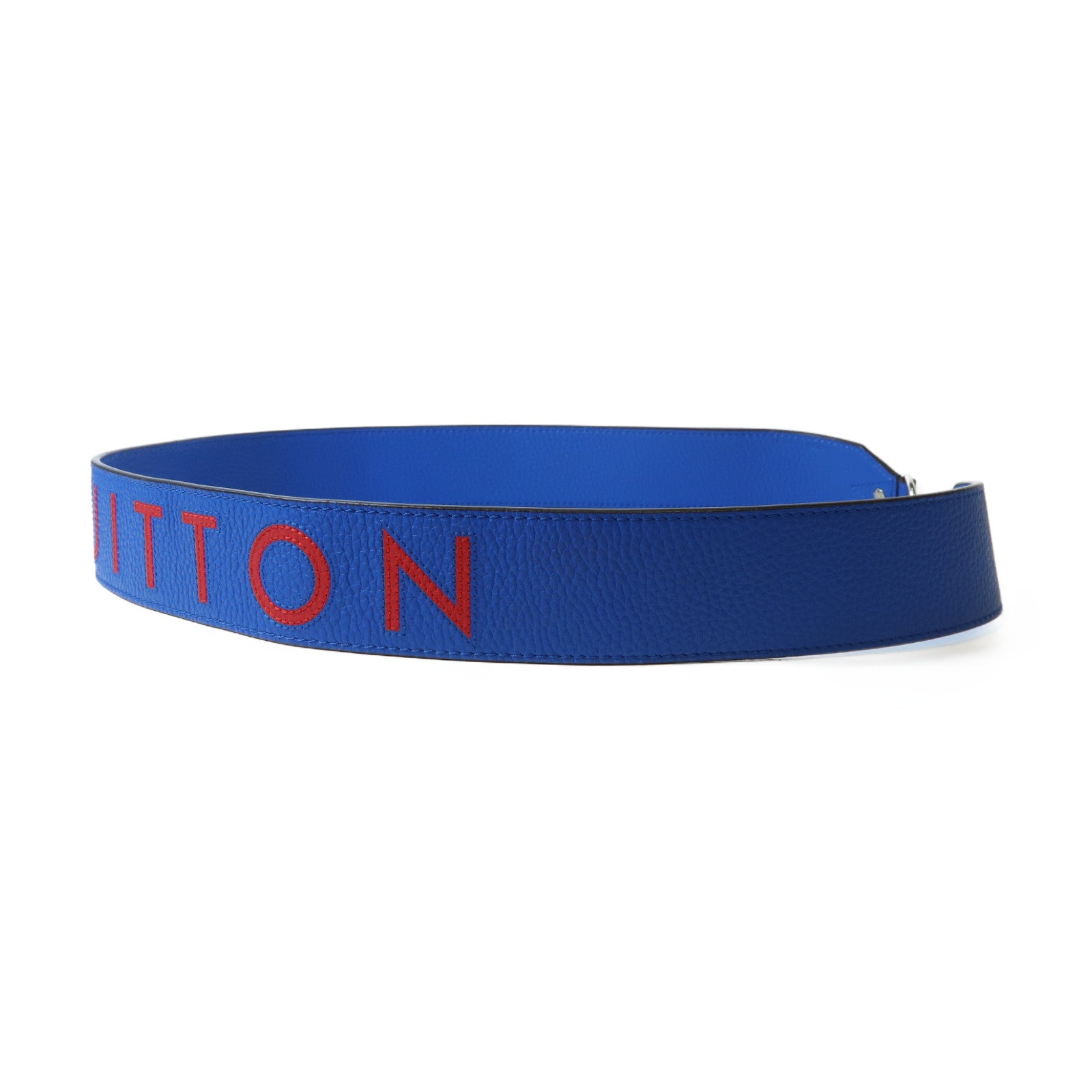 LOUIS VUITTON 牛皮皮革Logo Stitch Shoulder Strap銀扣肩背帶藍色