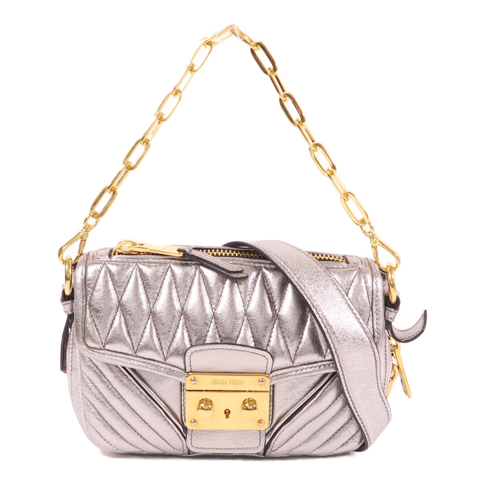 Miu Miu 牛皮皮革Shoulder Bag金扣手挽肩背兩用袋