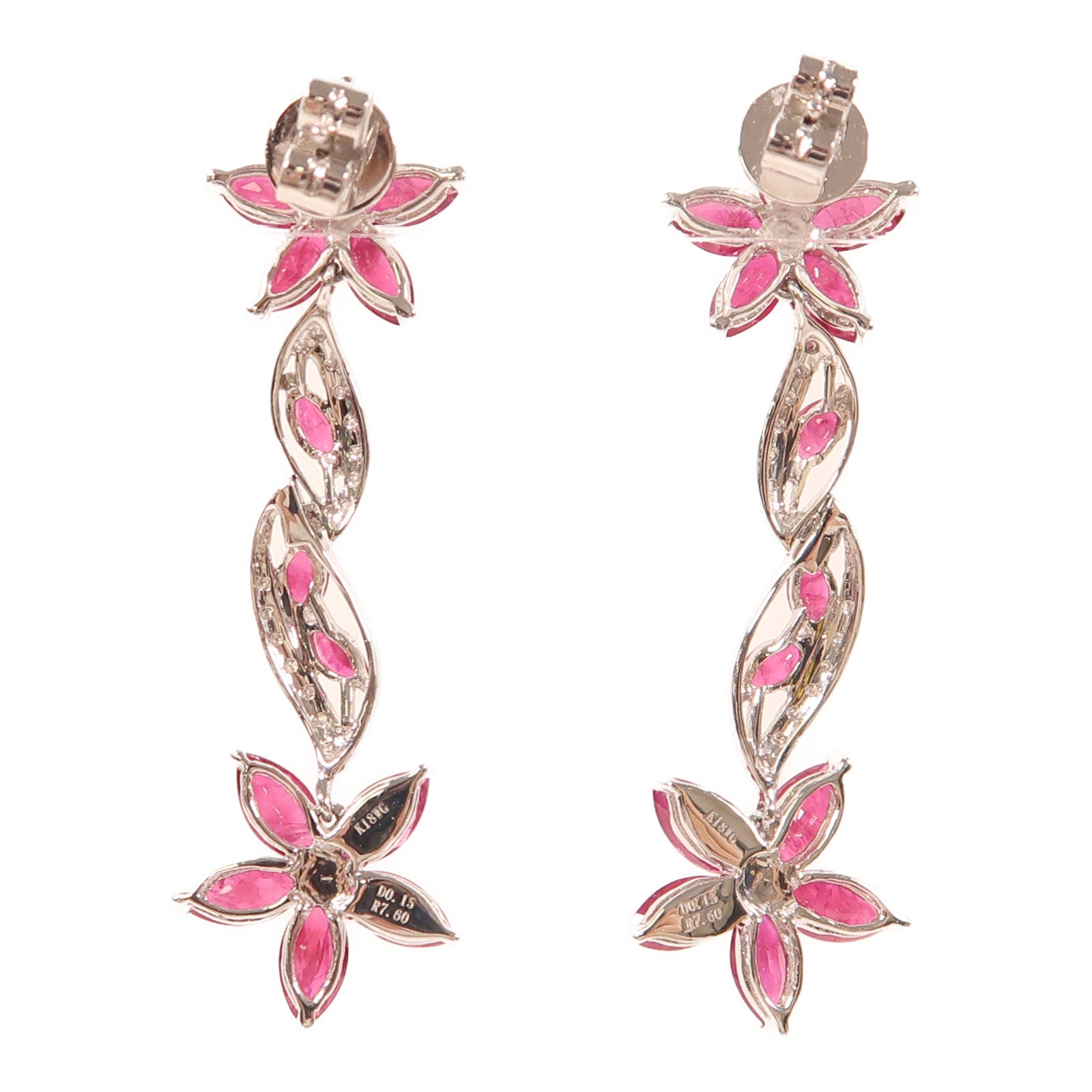 JEWELRY 【激減優惠】18K白金/紅寶石/鑽石Ruby Diamond Earrings耳環