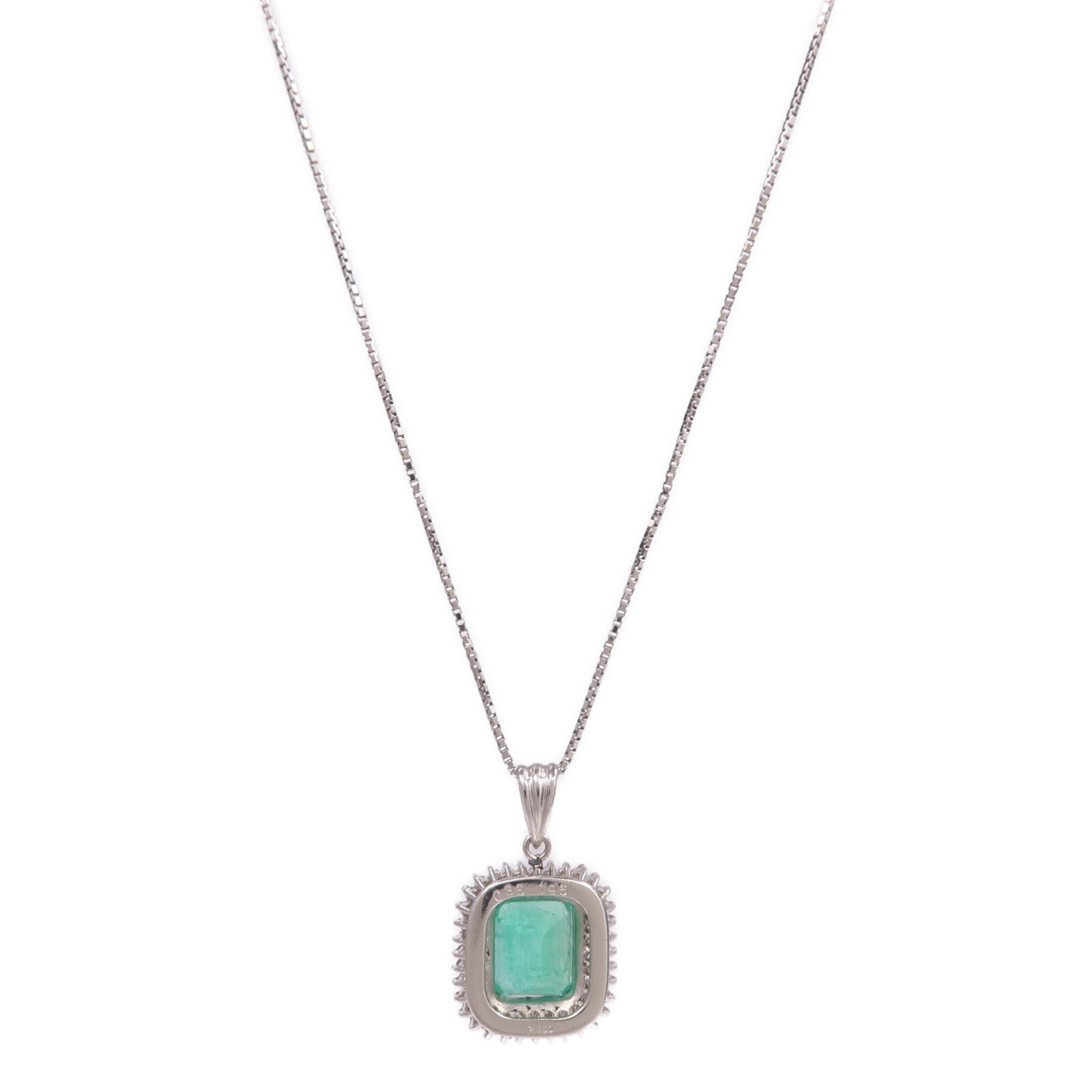 JEWELRY PT900/PT850鉑金Emerald Diamond Necklace綠寶石/鑽石項鍊