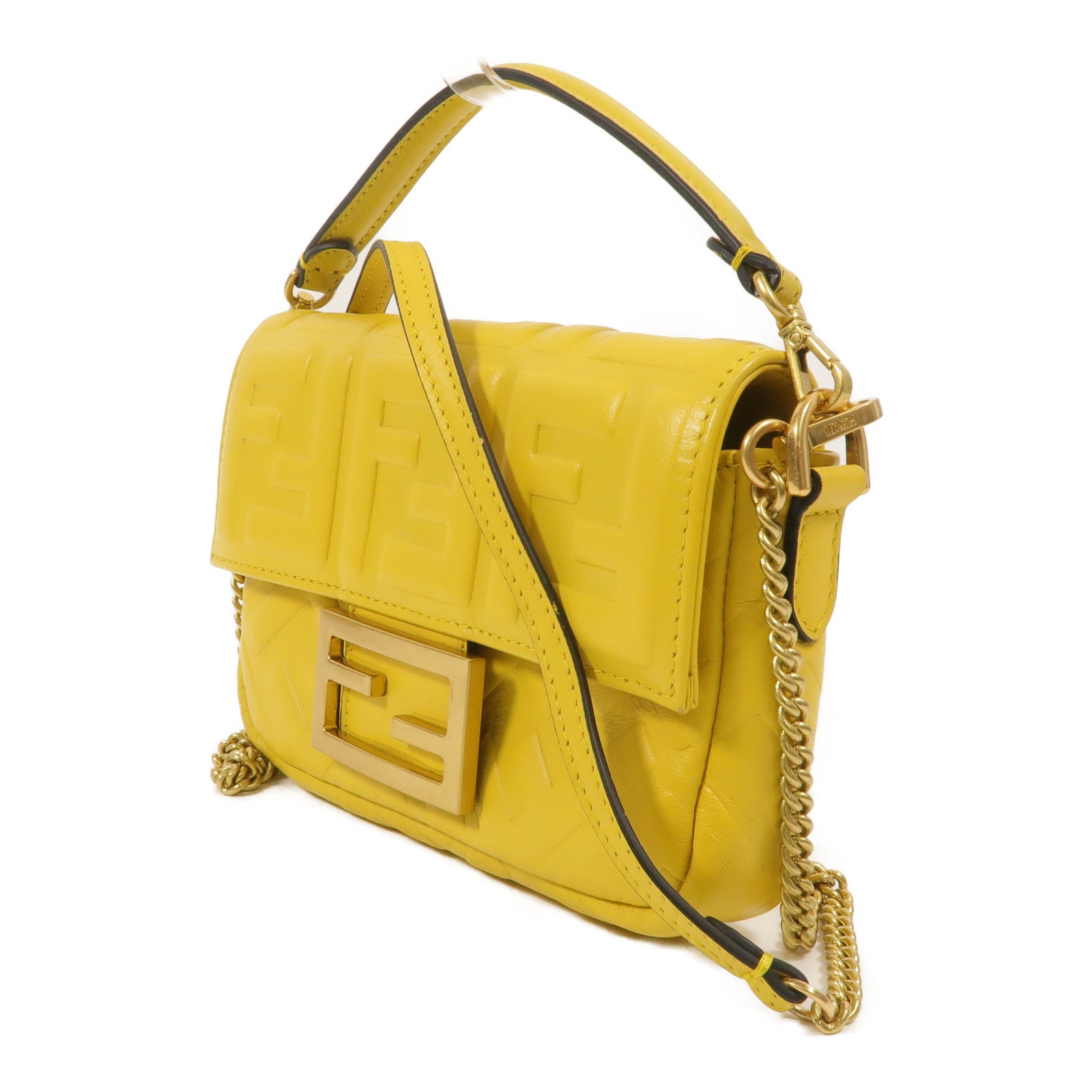 FENDI 牛皮皮革Baguette Mini手挽肩背兩用袋