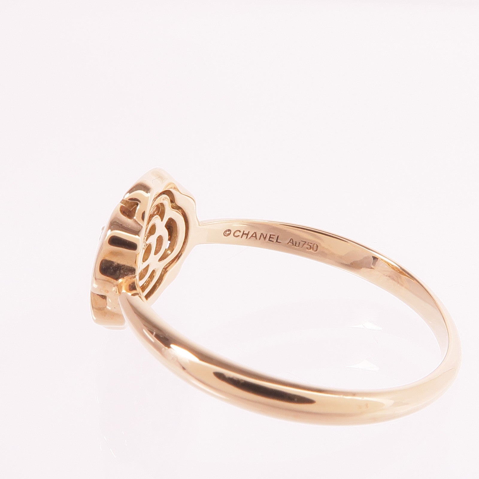 CHANEL 18K玫瑰金Extrait de Camelia Ring鑽石戒指Chanel#58/US#8.25US#