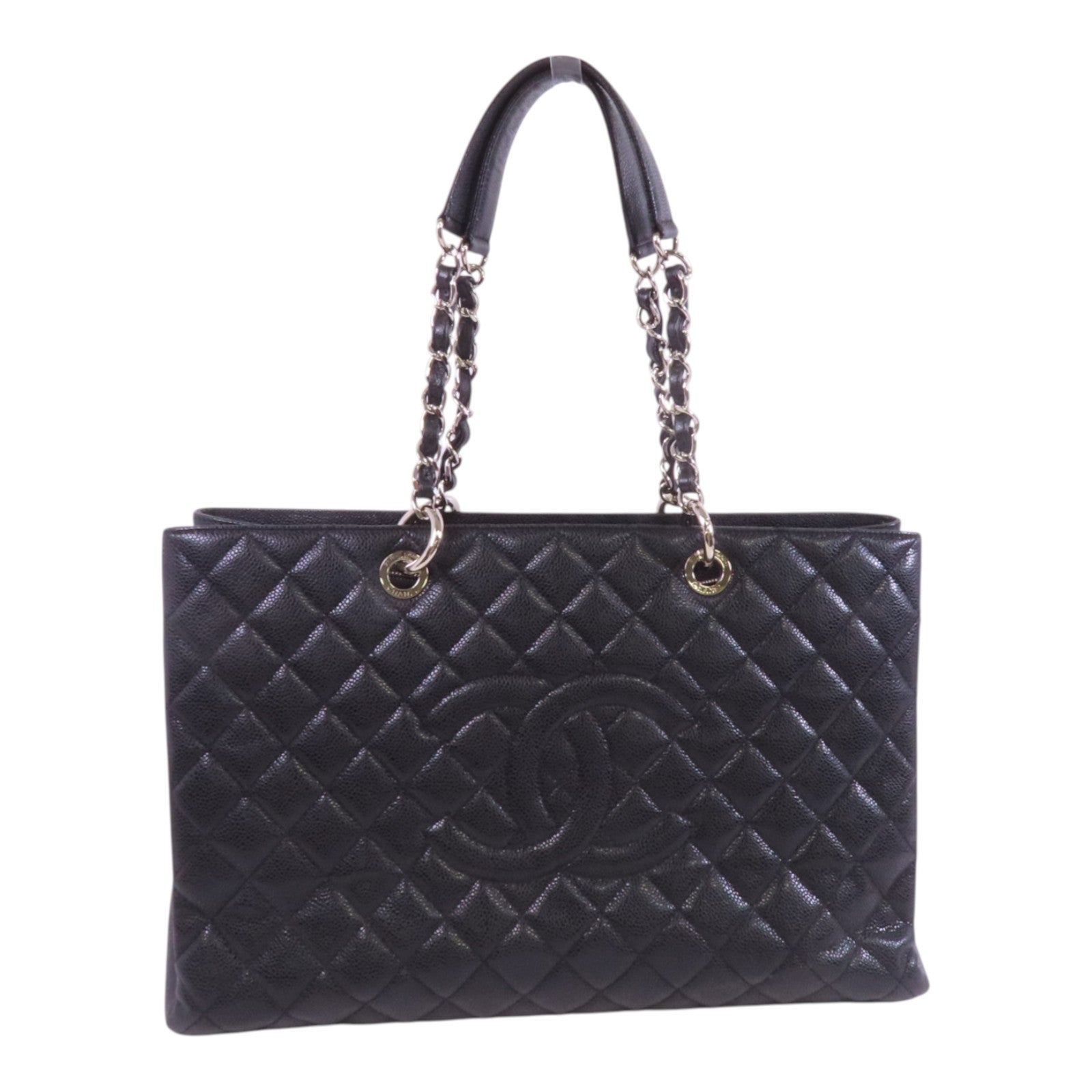 CHANEL 牛皮皮革GST銀扣鏈帶肩背袋