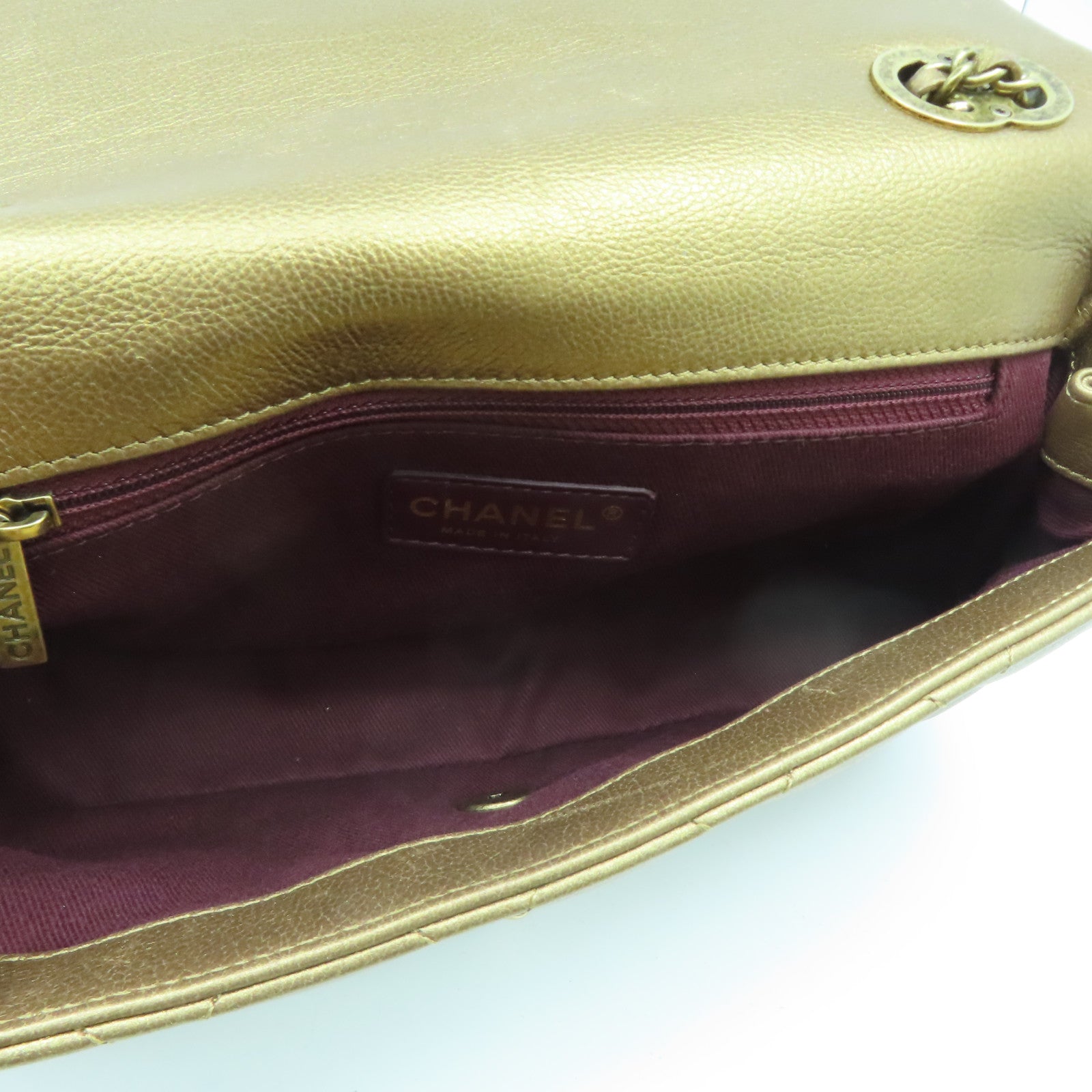 CHANEL rhombic cowhide leather Chain Shoulder gold buckle chain strap shoulder bag gold