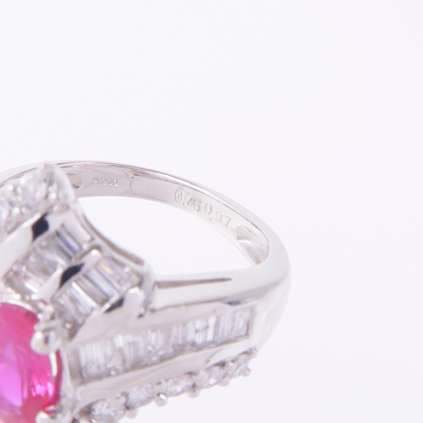 JEWELRY PT900鉑金Ruby Diamond Ring紅寶石/鑽石戒指US#5.75