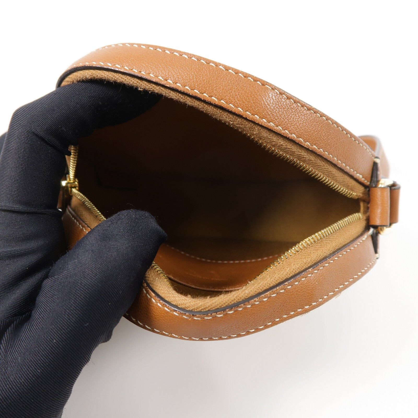 CELINE 塗層帆布Triomphe Round Shoulder Bag肩背袋