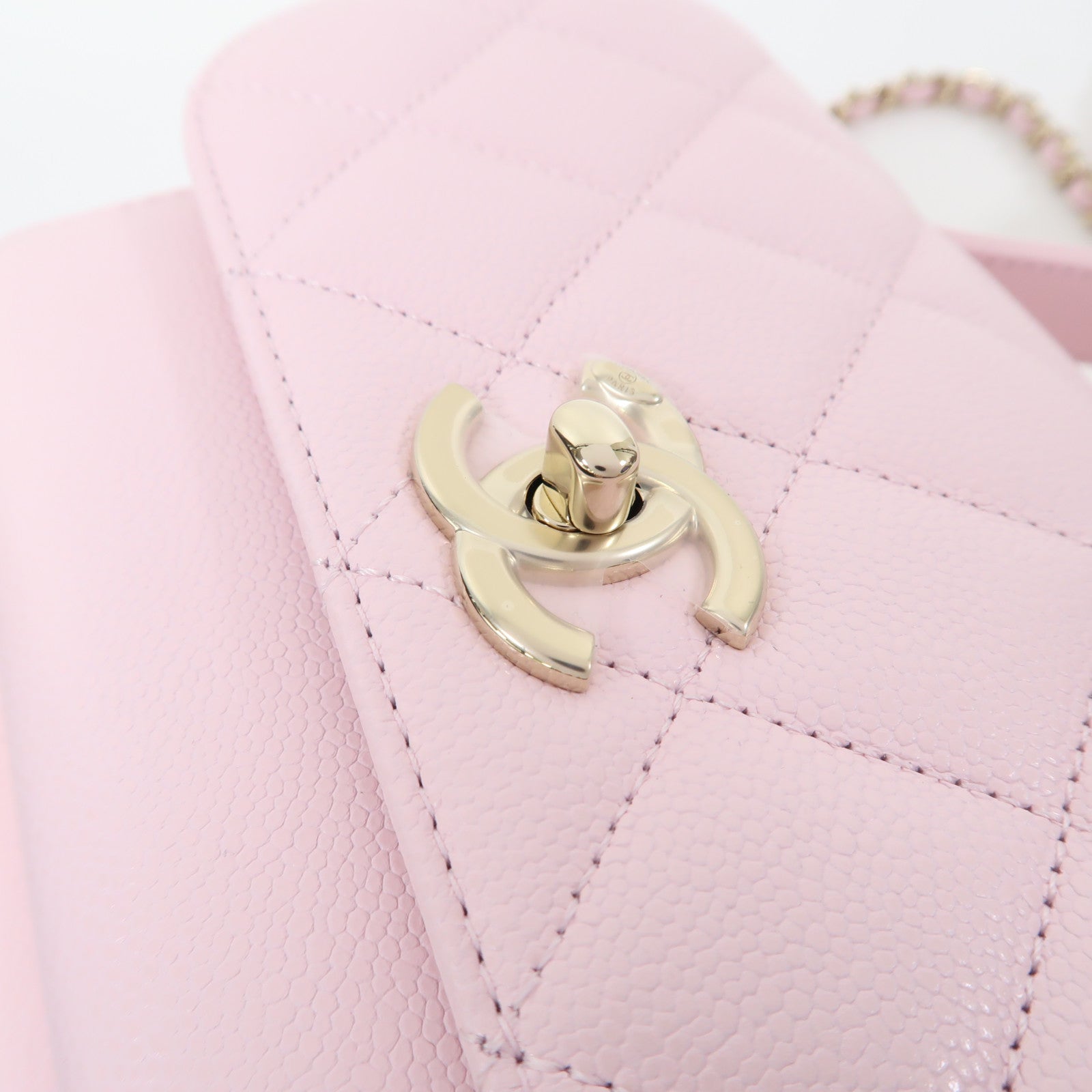CHANEL 菱格Caviar皮革Business Affinity Chain Shoulder Bag金扣鏈帶手挽肩背兩用袋粉紅色