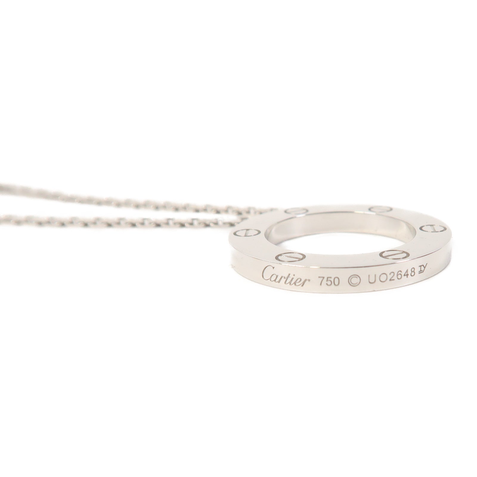 CARTIER 18K白金Love Necklace項鍊銀色