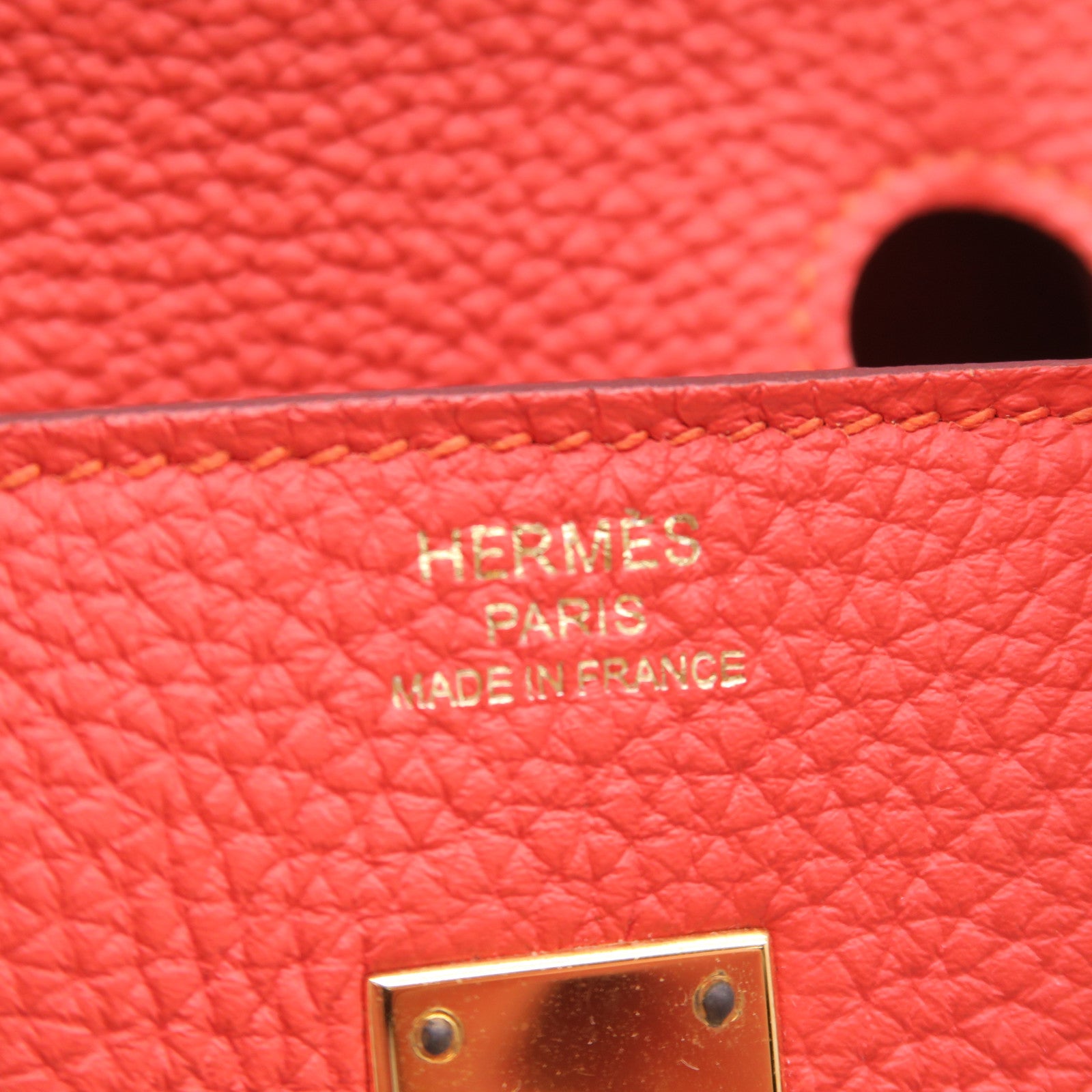 HERMES 【清倉大減價】Togo皮革Birkin 25金扣手挽袋火焰橘色