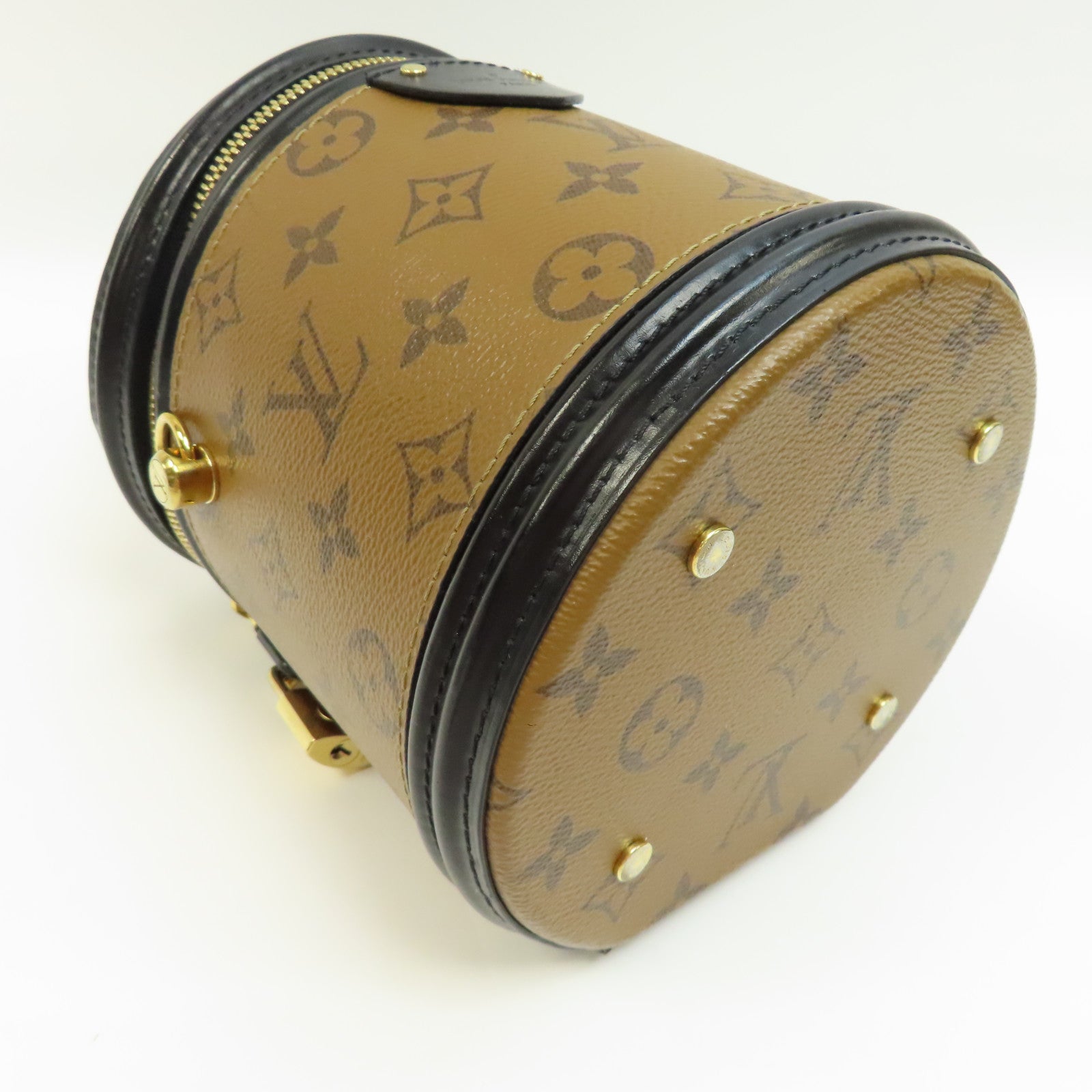 LOUIS VUITTON Monogram Reverse Cannes金扣手挽肩背兩用袋啡色