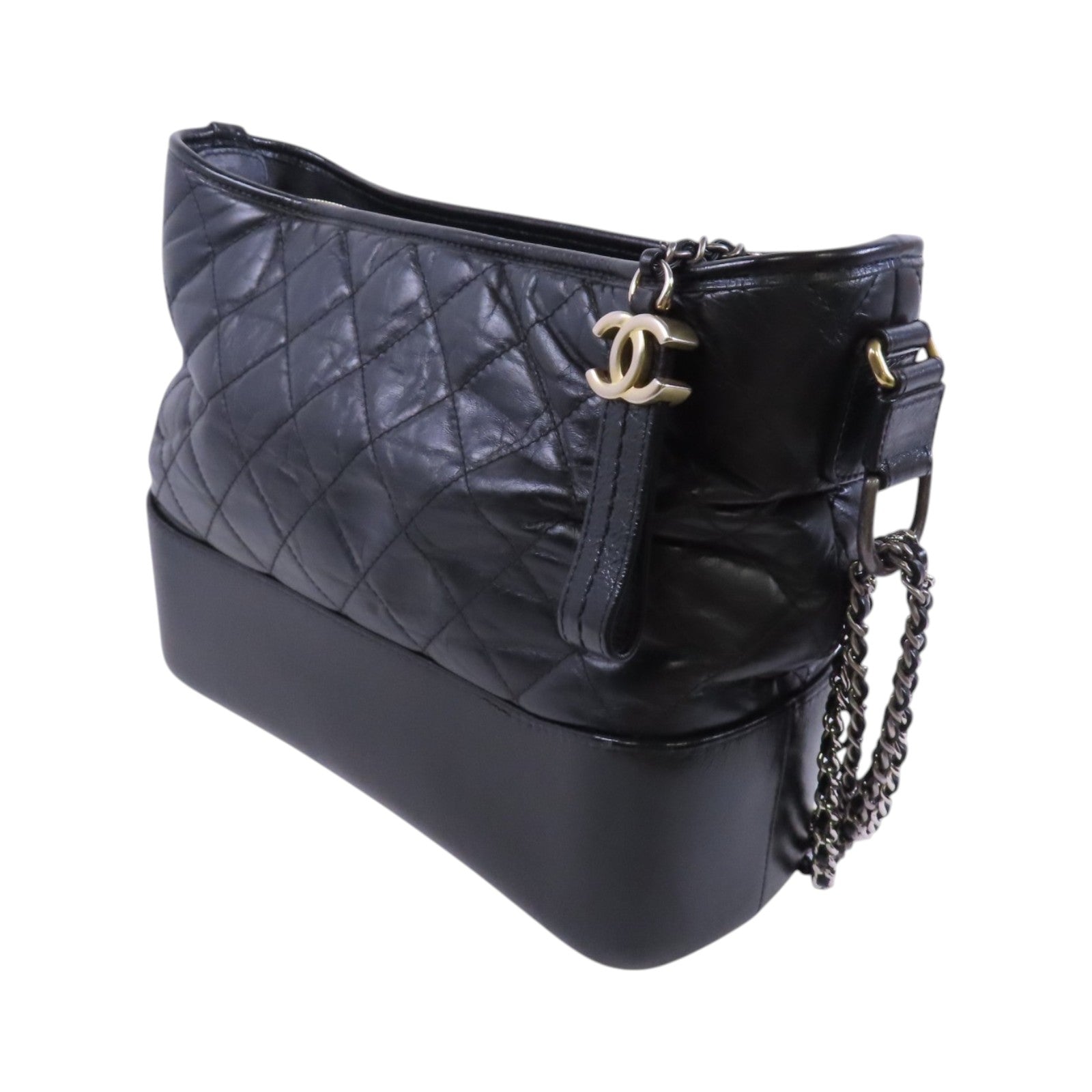 CHANEL 牛皮皮革Gabrielle Medium金扣鏈帶肩背袋