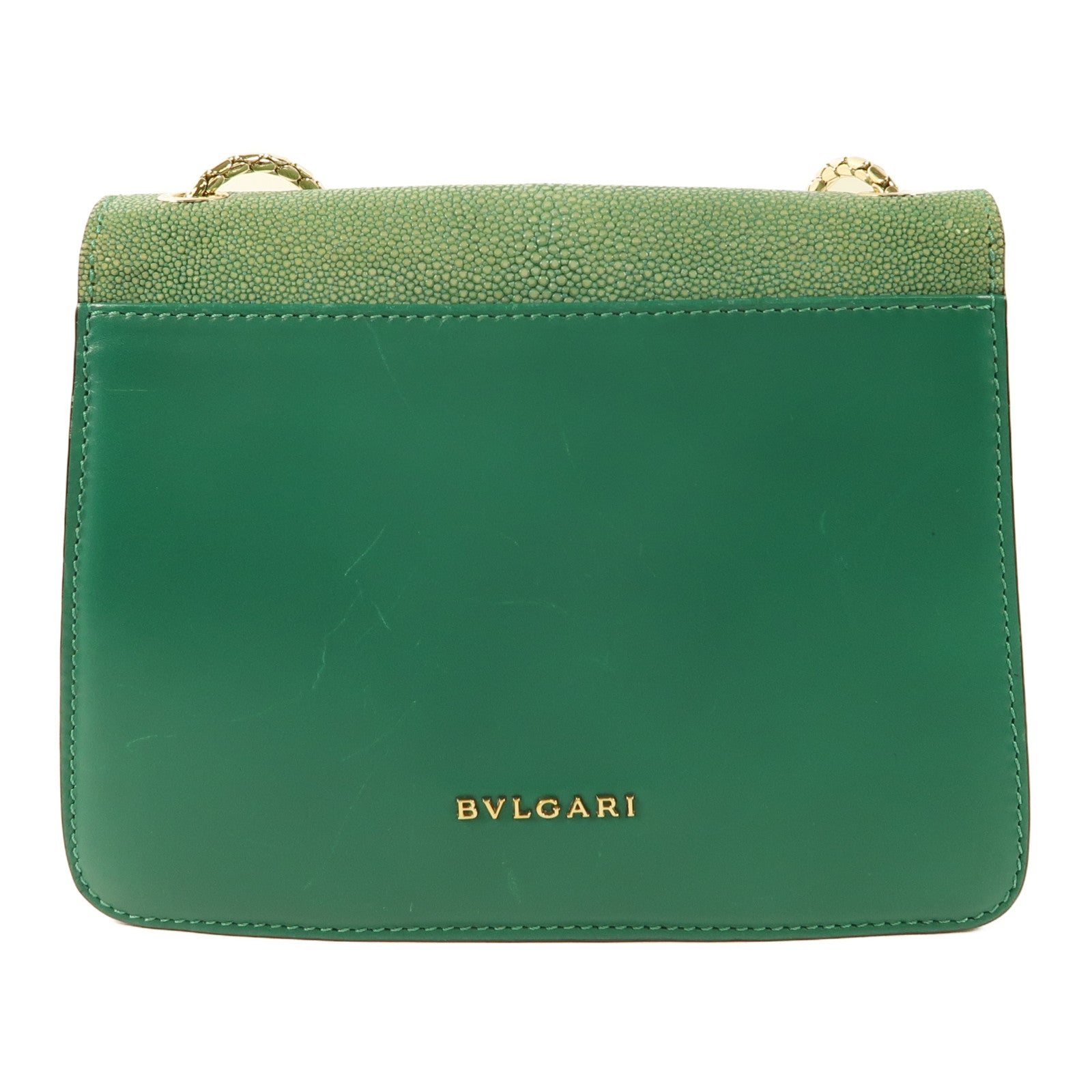 BVLGARI 魔鬼鱼皮革Serpenti Forever Bag金扣鏈帶肩背袋