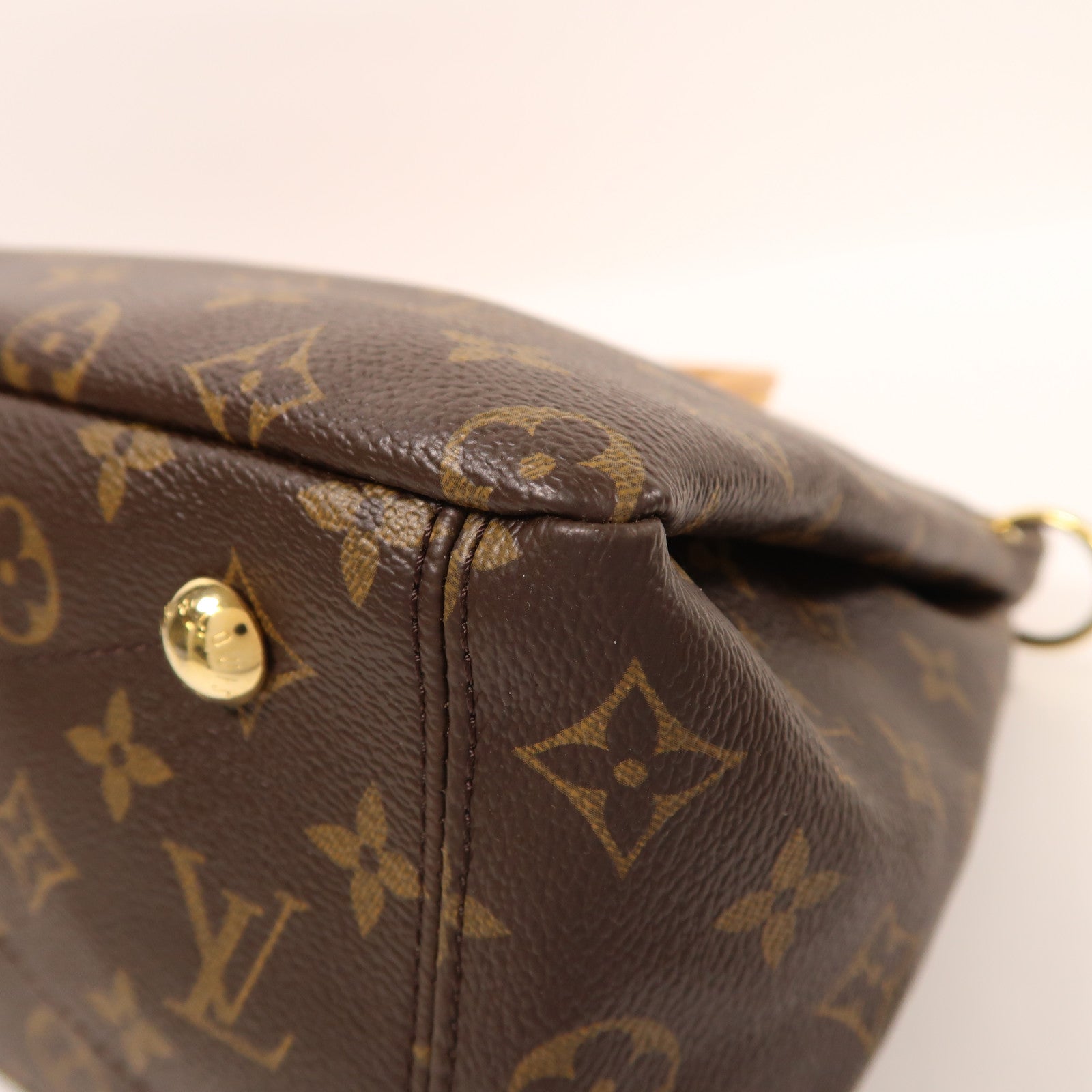 LOUIS VUITTON Monogram Pallas金扣手挽肩背兩用袋棕色/紅色