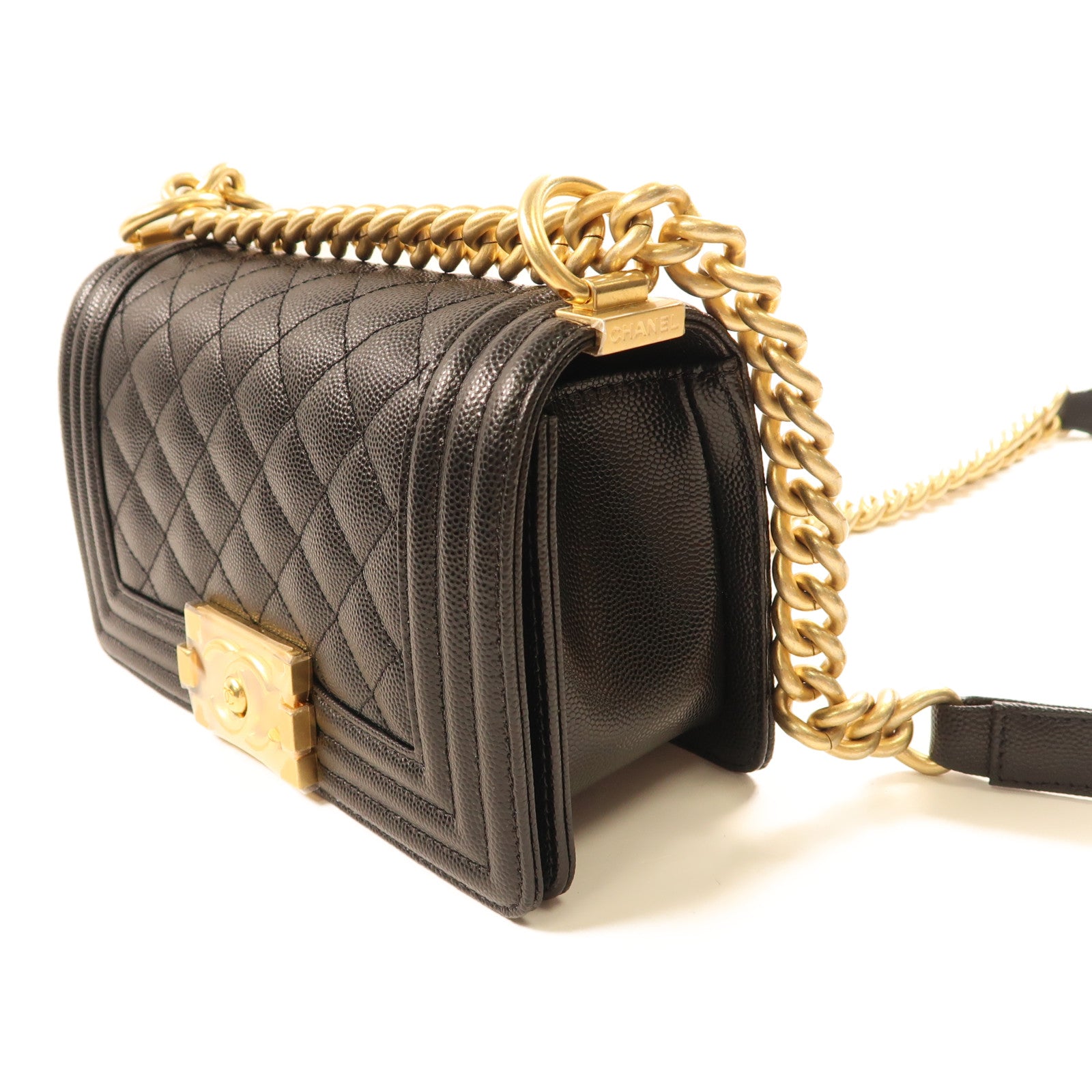CHANEL 牛皮皮革Boy Chanel 20cm金扣鏈帶肩背袋