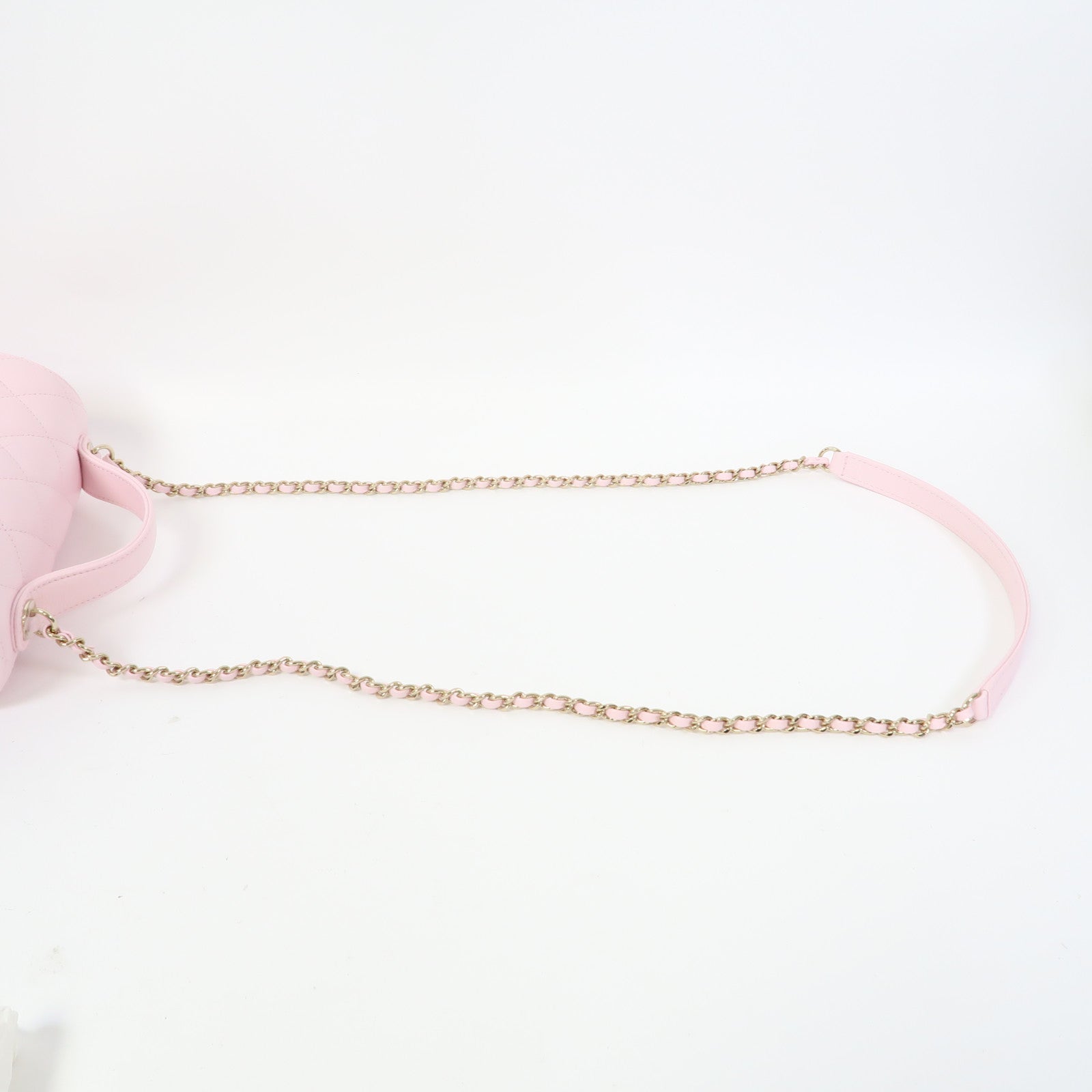 CHANEL 菱格Caviar皮革Business Affinity Chain Shoulder Bag金扣鏈帶手挽肩背兩用袋粉紅色