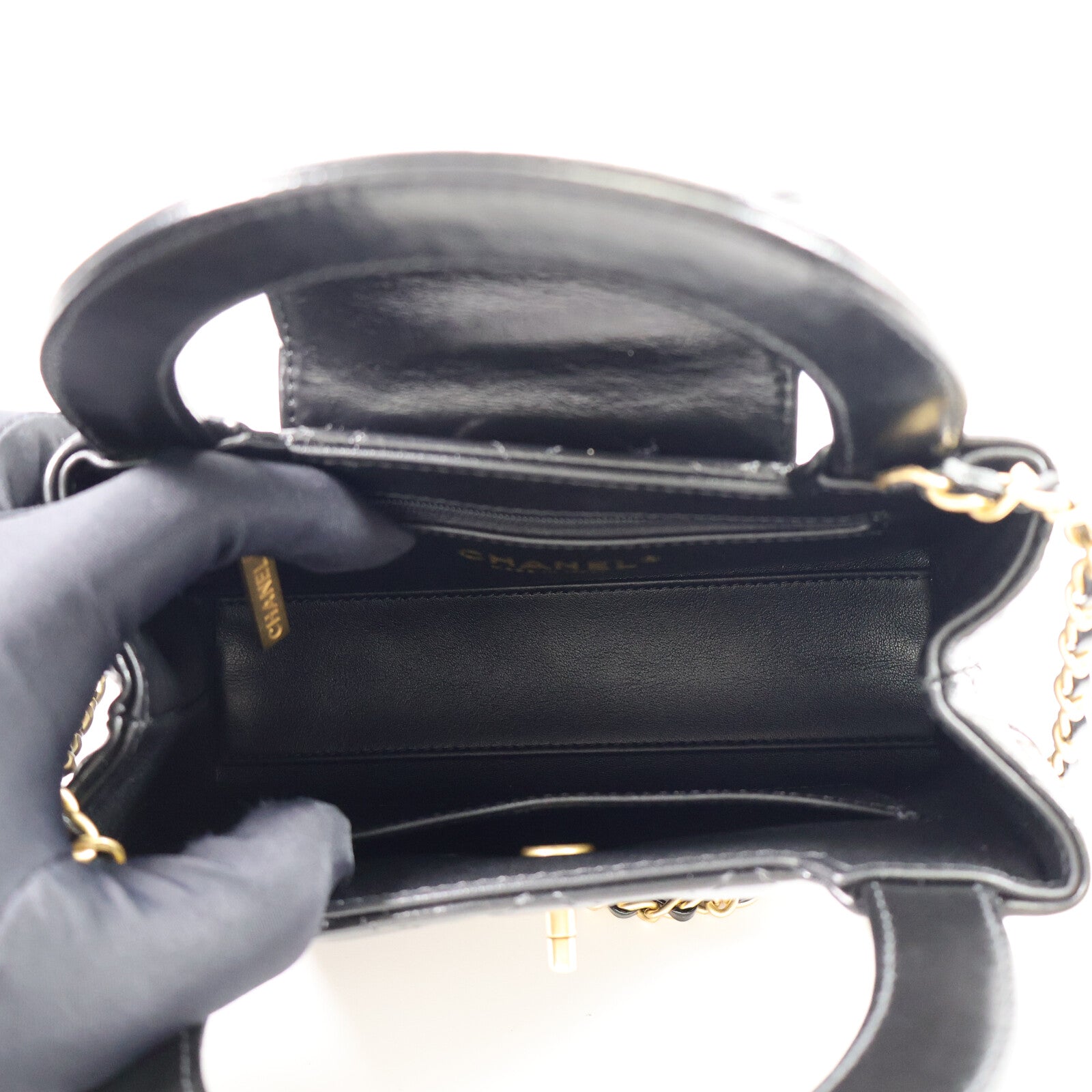 CHANEL 牛皮皮革Mini Kelly Bag鏈帶手挽肩背兩用袋